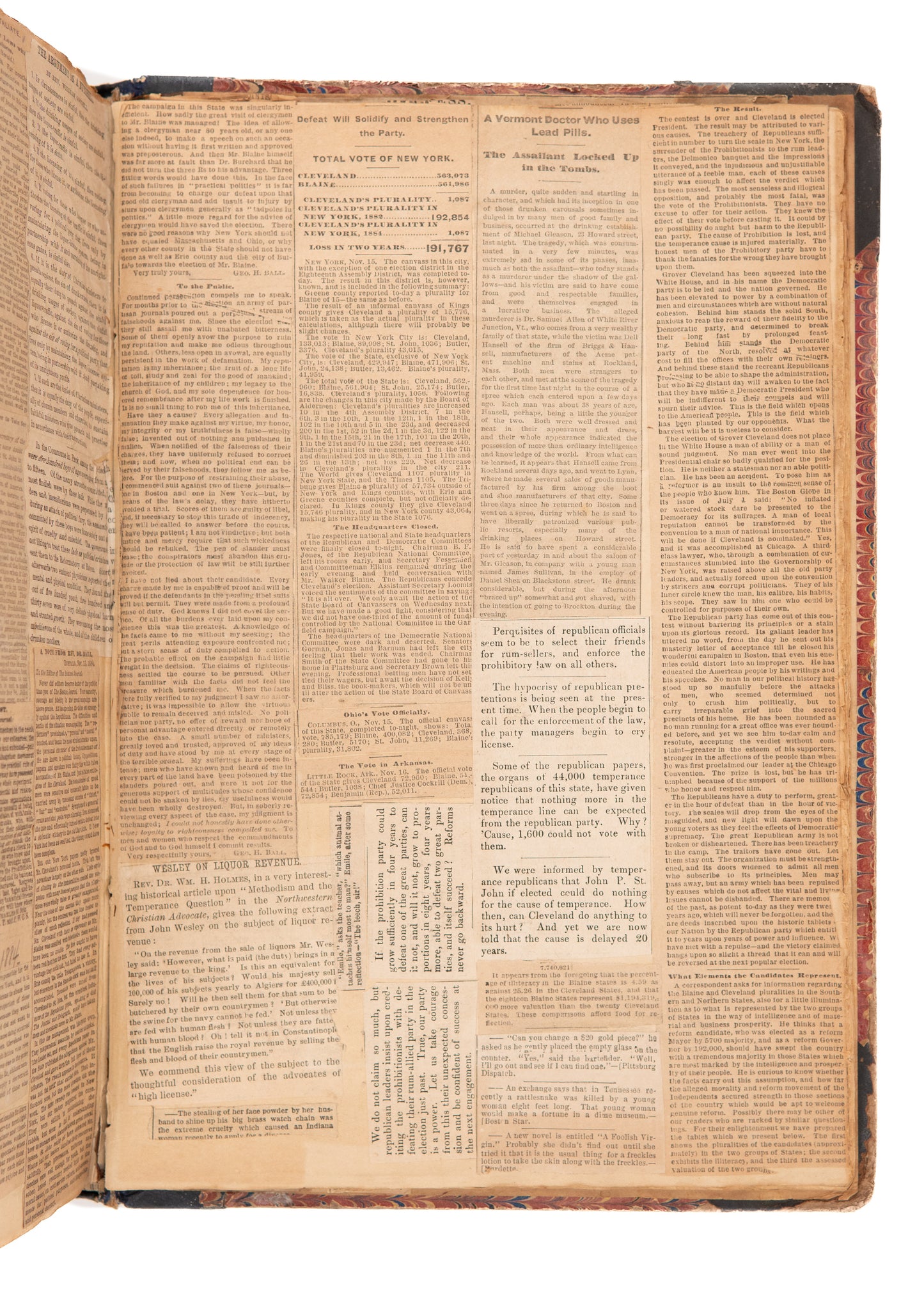 1880 TEMPERANCE - PROHIBITION. Massive Scrapbook with Prohibition Party Broadsides, Letters, &c.