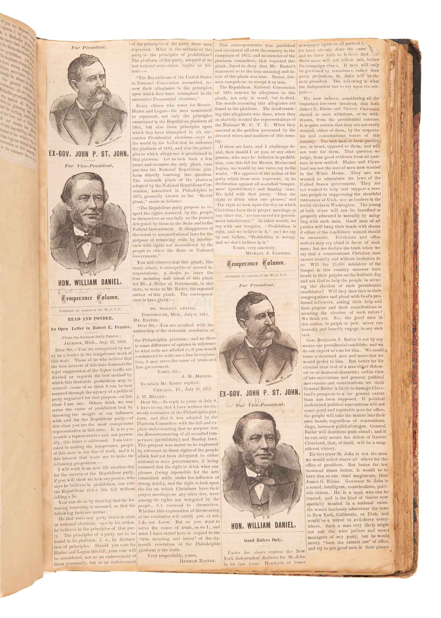 1880 TEMPERANCE - PROHIBITION. Massive Scrapbook with Prohibition Party Broadsides, Letters, &c.