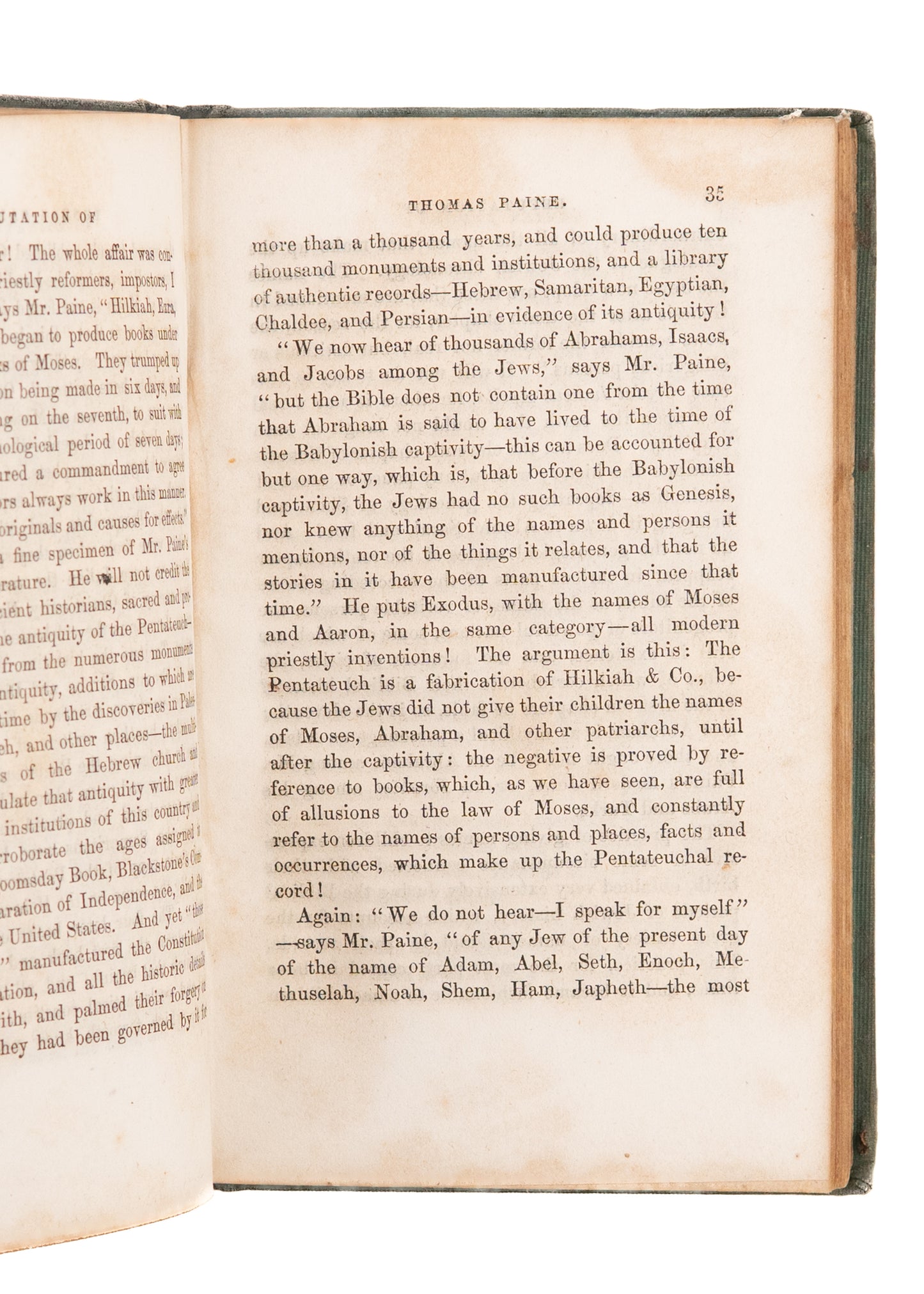 1856 THOS. O. SUMMERS. A Refutation of the Theological Works of Thomas Paine. Nashville Methodist.