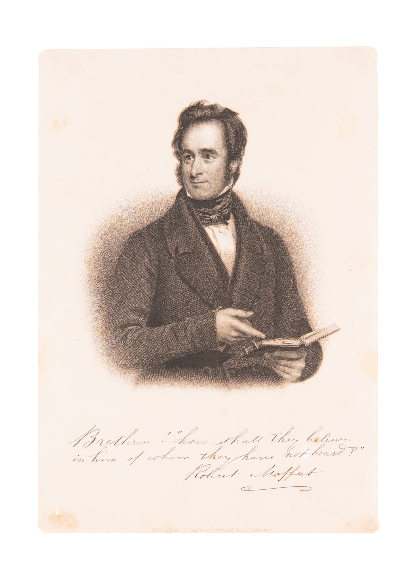 1842 ROBERT MOFFAT. Superb Autograph by Moffat, Quoting Bechuana King on the Evils of War, Oppression, and Slavery.