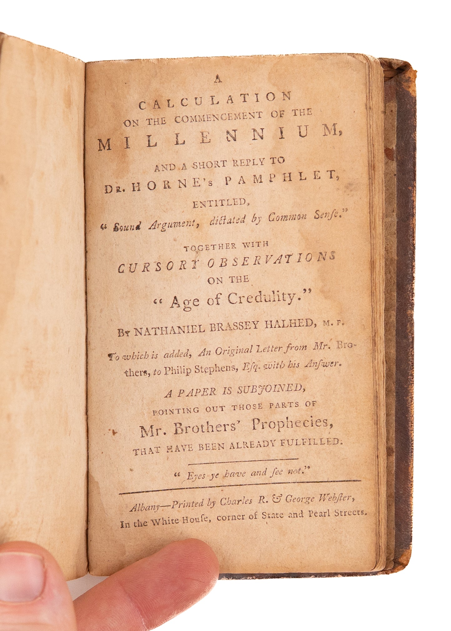1796 RICHARD BROTHERS. Very Rare American Ed. Millennial Work - Pre-William Miller and Ellen G. White.