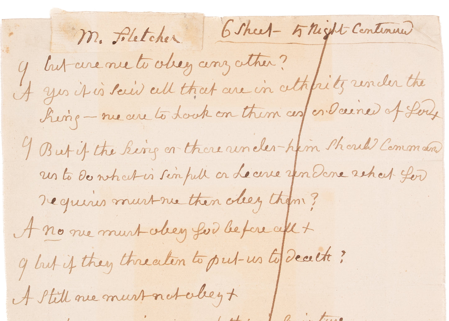 1763 METHODIST - MARY FLETCHER. Signed Sermon notes Woman who Persuaded John Wesley.