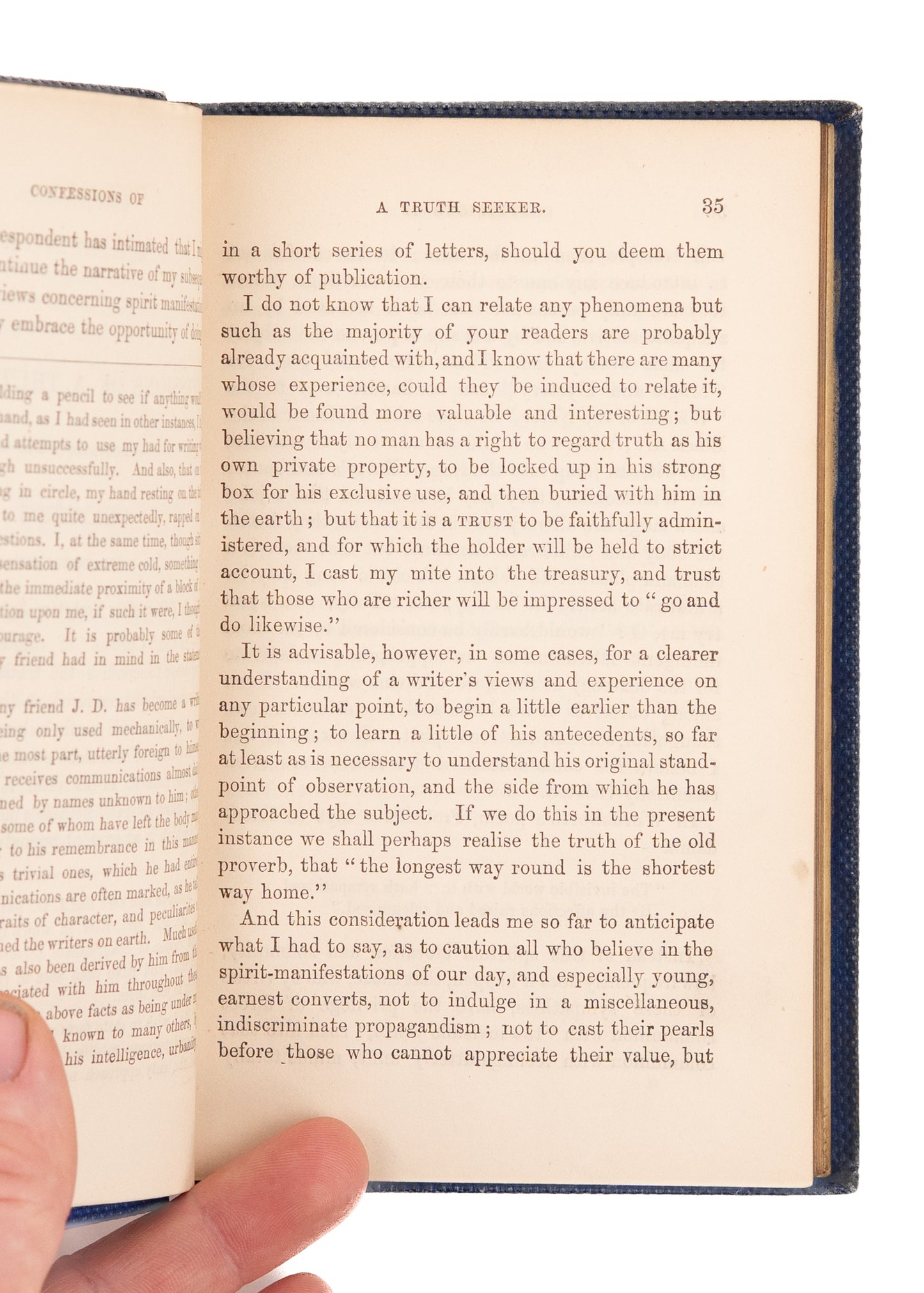 1859 THOMAS SHORTER. Confessions of a Truth Seeker. Rare Christian Spiritualist - Seances, &c.