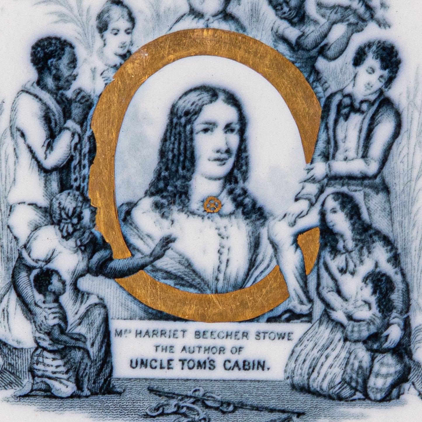 c.1853 HARRIET BEECHER STOWE. Uncle Tom's Cabin Anti-Slavery Transferware Porcelain.