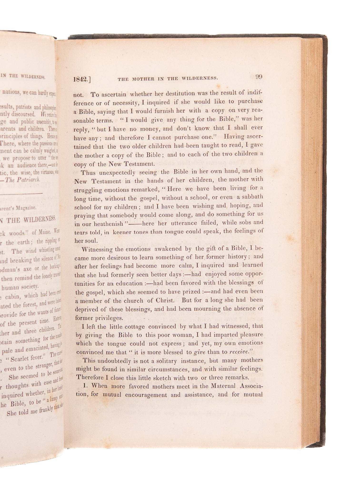 1842 PARENT'S MAGAZINE. Vegetarianism, Household Management, Emancipated Slave Schools, &c.