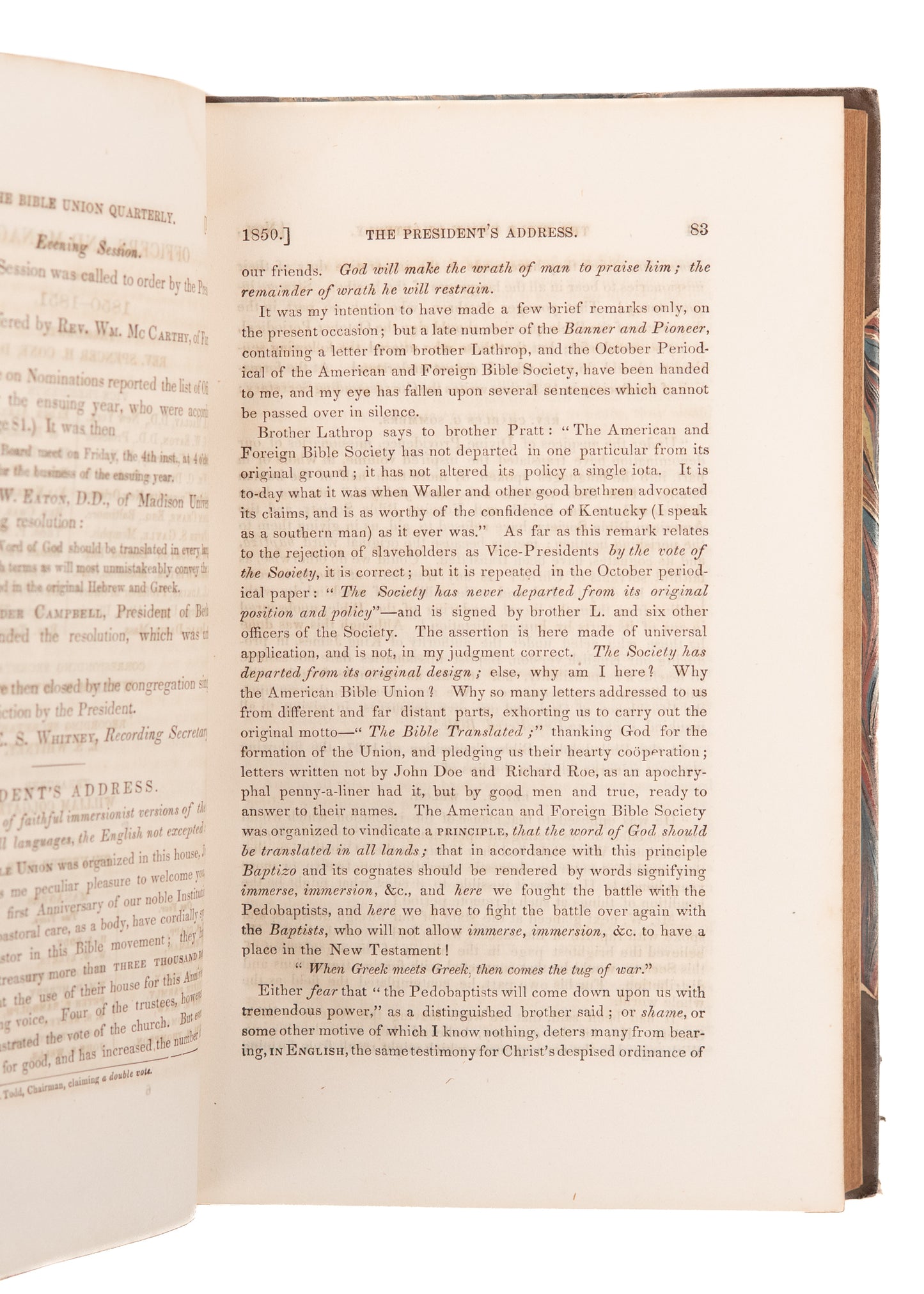 1857 AMERICAN BIBLE UNION. Early A.B.U. Documents & Argument for Correcting the King James. Rare.