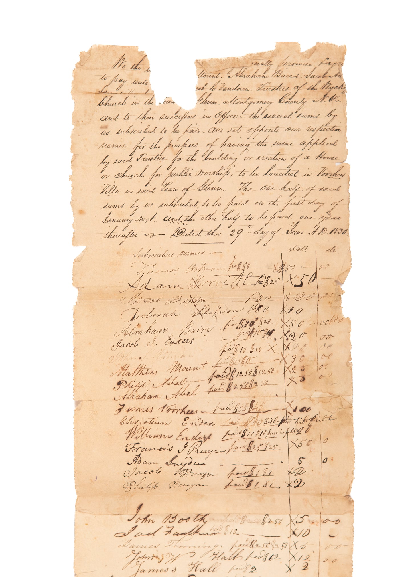 1830-1899 TRUE DUTCH REFORMED CHURCH. Original Church Founding Documents, &c.