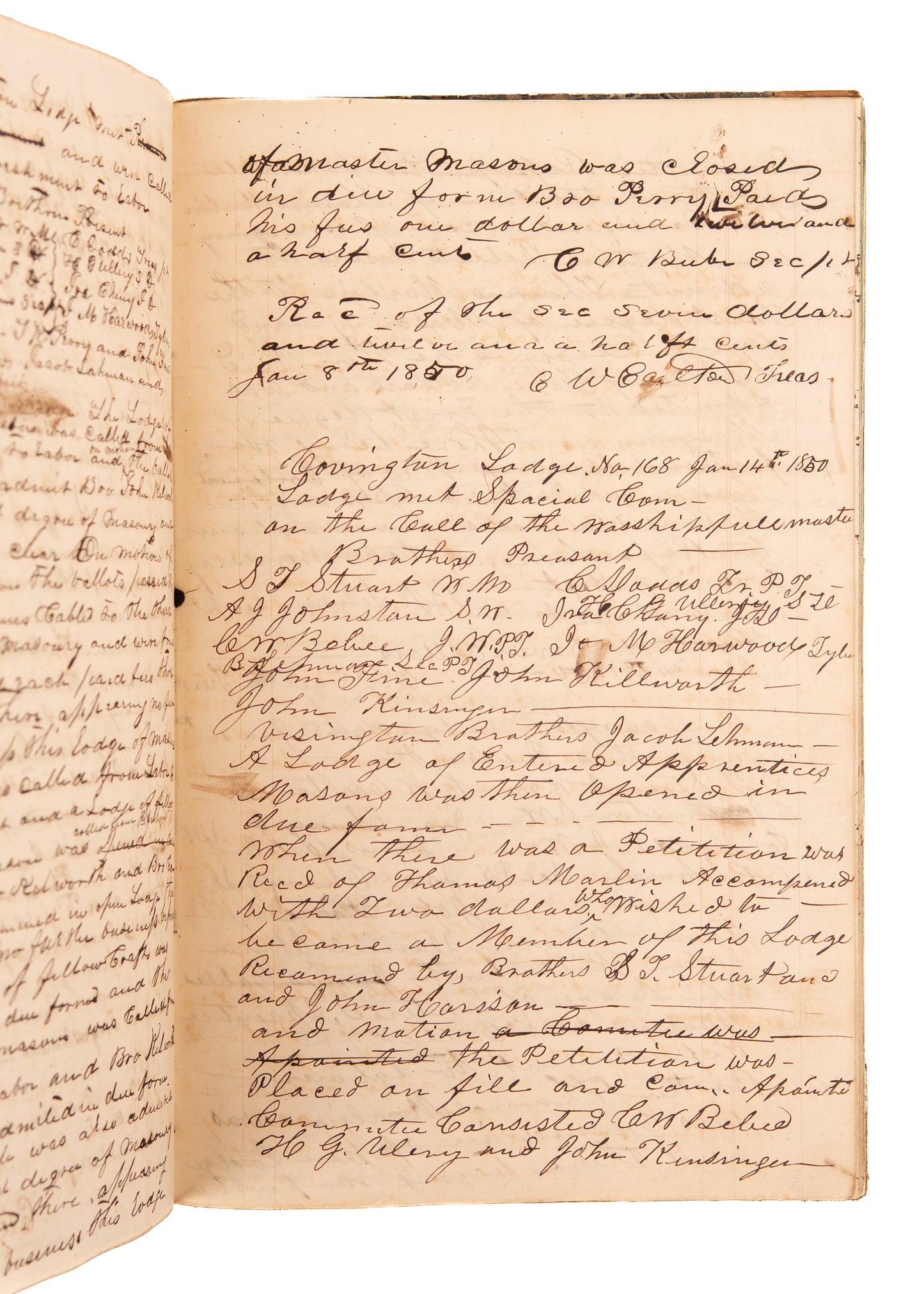 1847-1853 OHIO FREEMASONRY. Superb Masonic Journal with Detailed Meeting Notes, Discipline, Controversies, &c.