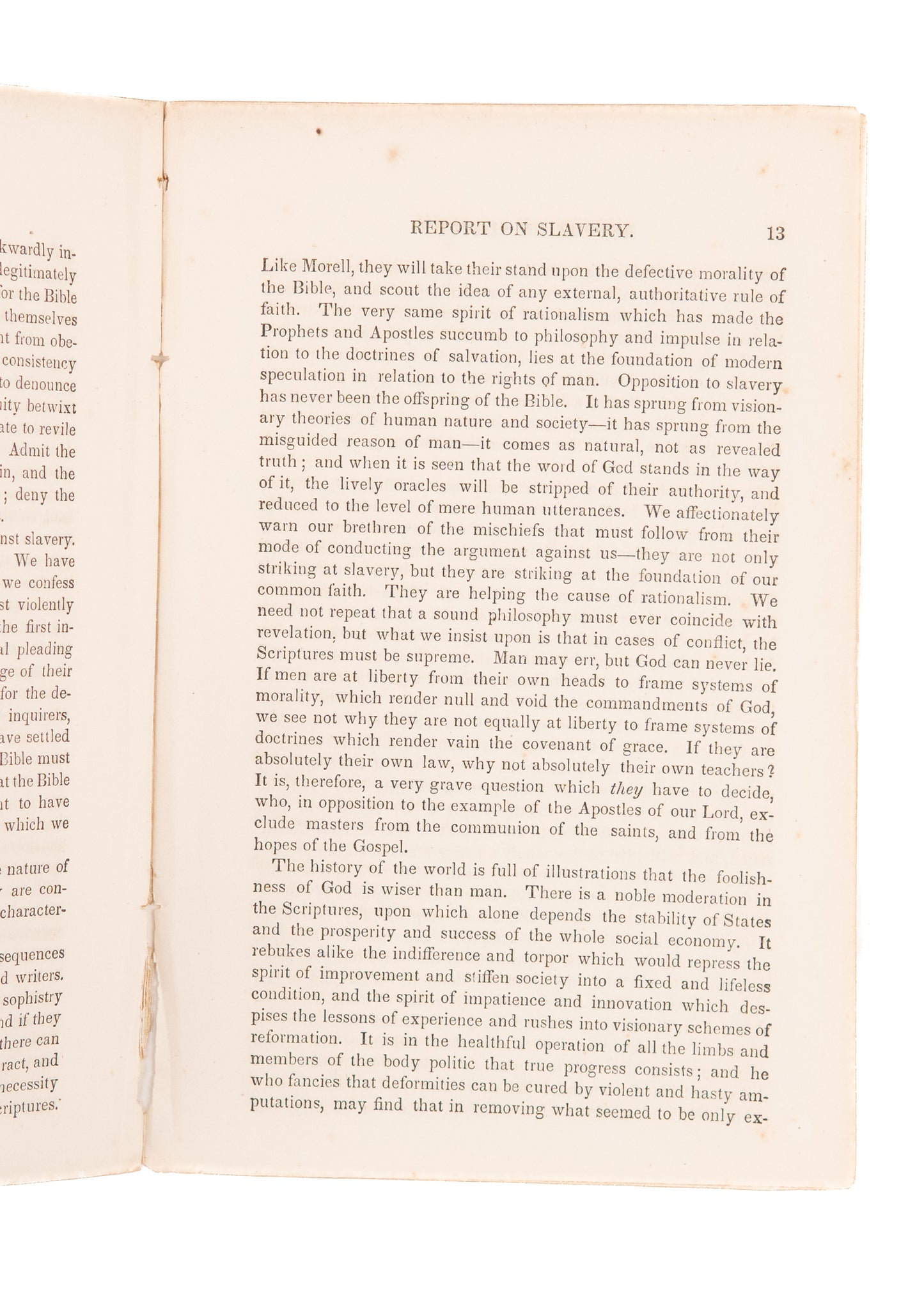 1852 J. H. THORNWELL. Report before South Carolina Presbytery on the Subject of Slavery.