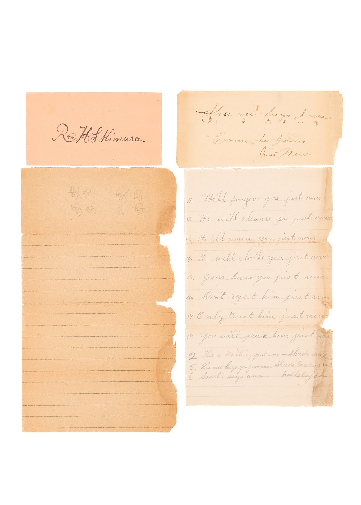 1893 JAPANESE BILLY SUNDAY in CALIFORNIA. Small Group of Ephemera Related to H. S. Kimura.