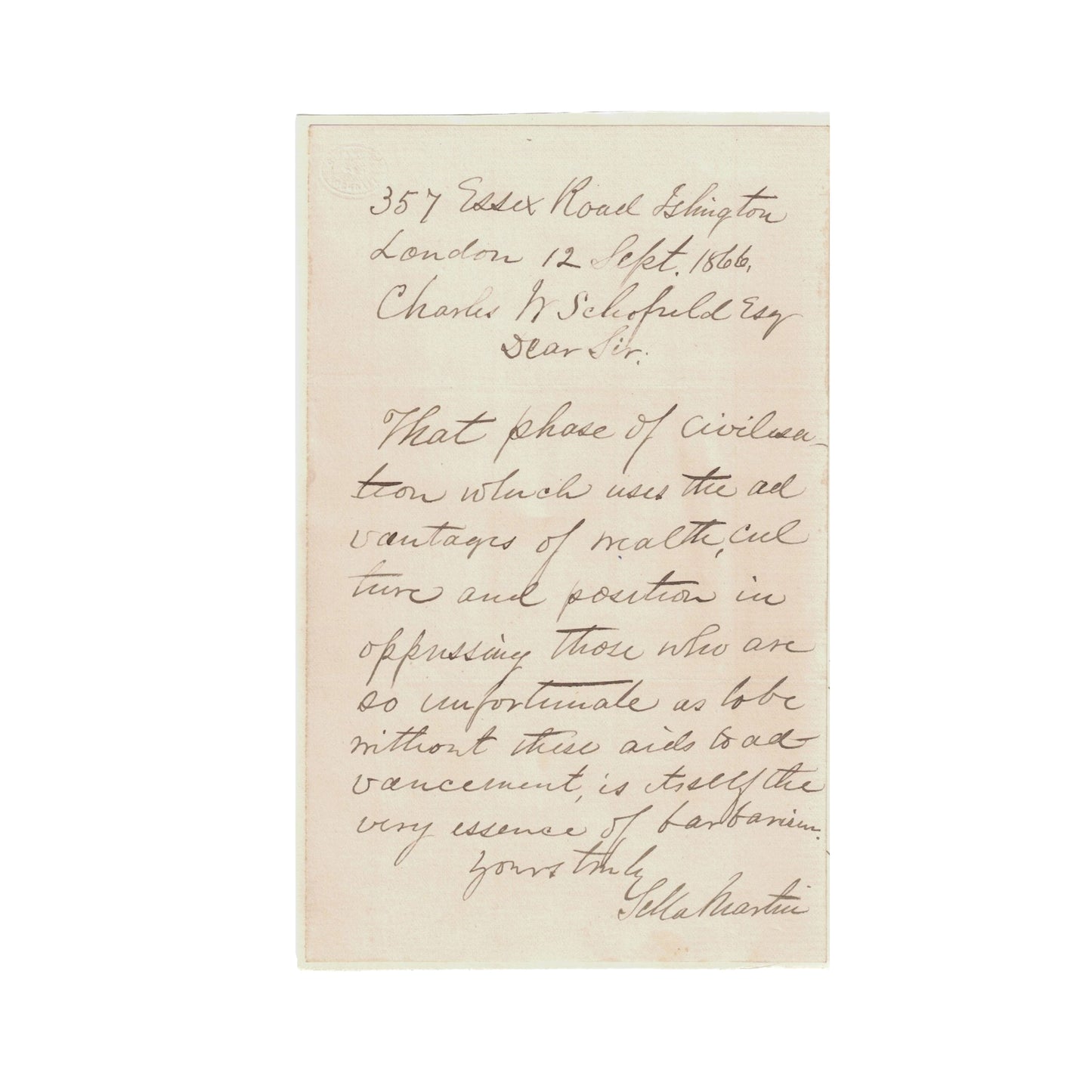 1866 J. SELLA MARTIN. Important MSs on Slavery by Black Abolitionist & Friend of Frederick Douglass