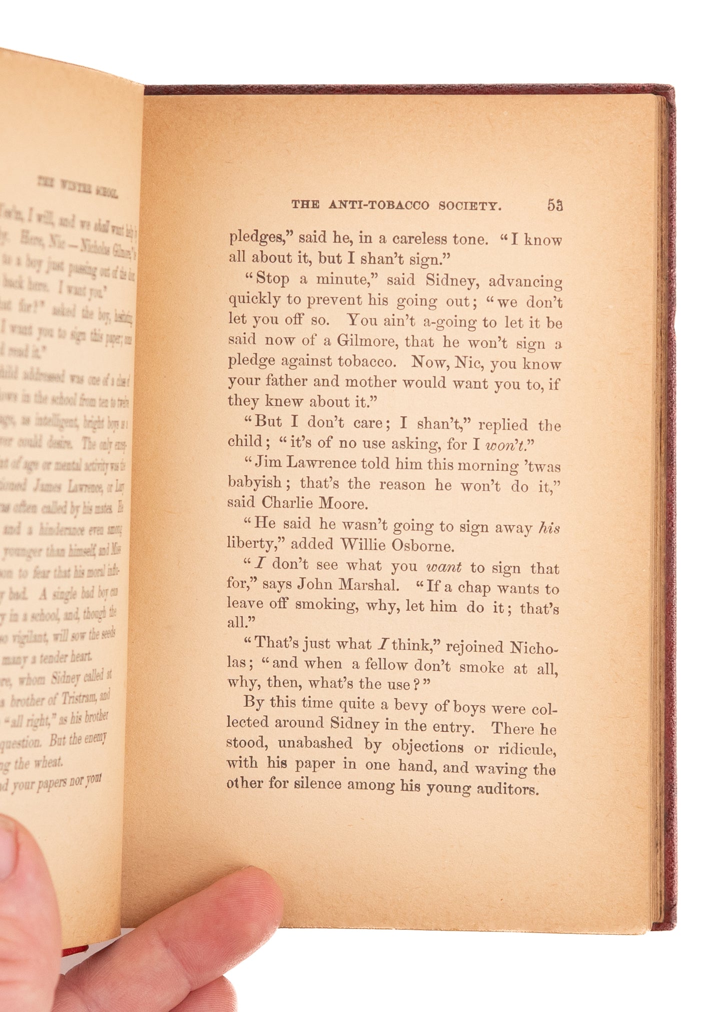 1863 MRS. H. E. BROWN. The Winter School. Rare Civil War, Anti-Tobacco Novel