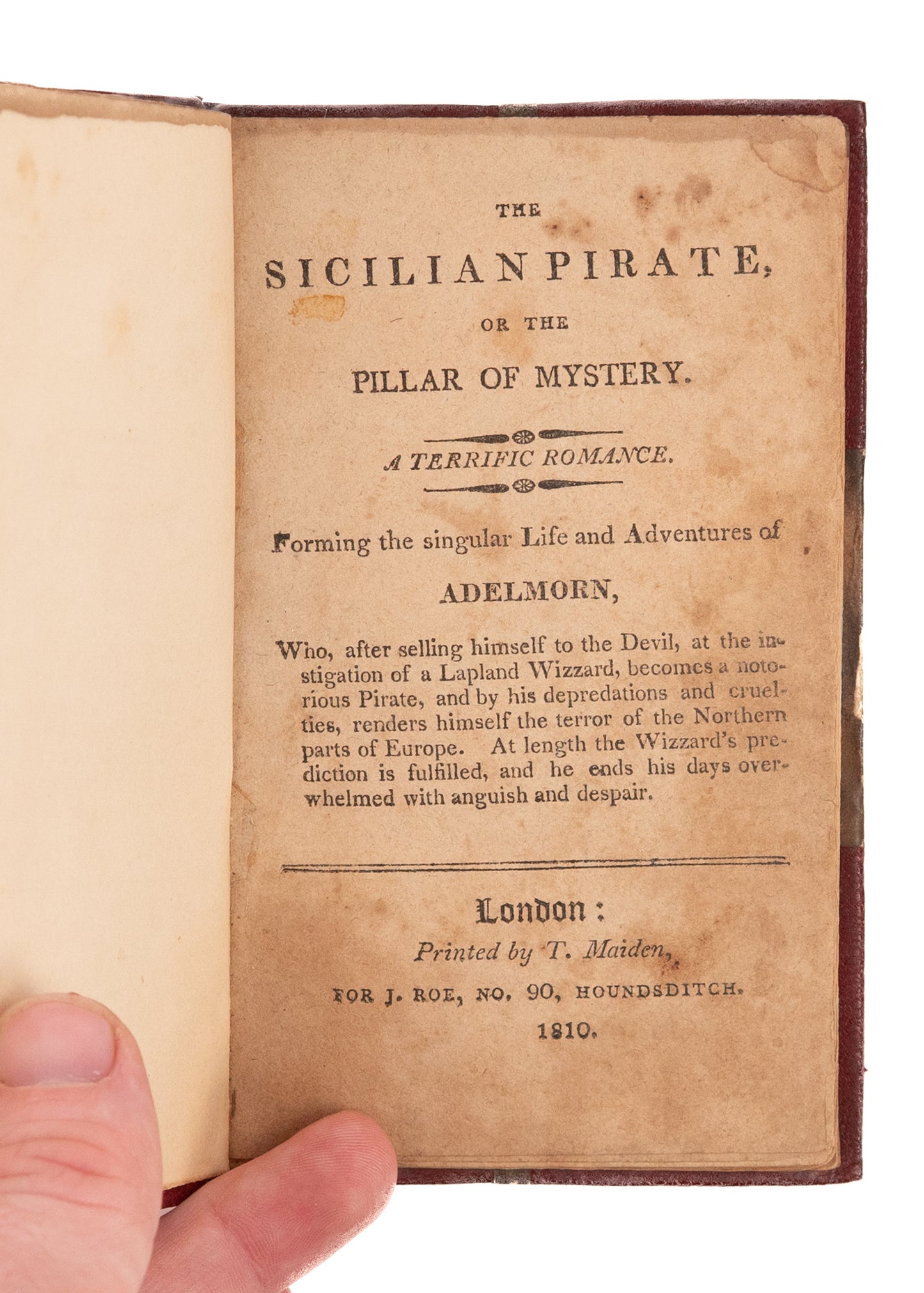 1810 GOTHIC HORROR NOVEL. The Sicilian Pirate Sells Soul to Devil & Prophecies by a Wizard. Rare.