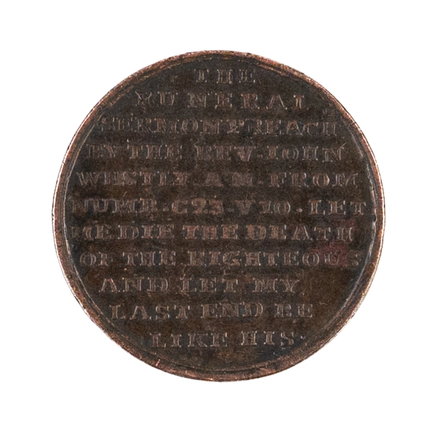 1770 GEORGE WHITEFIELD. Memorial Medallion Upon the Death of the Evangelist of the Great Awakening.