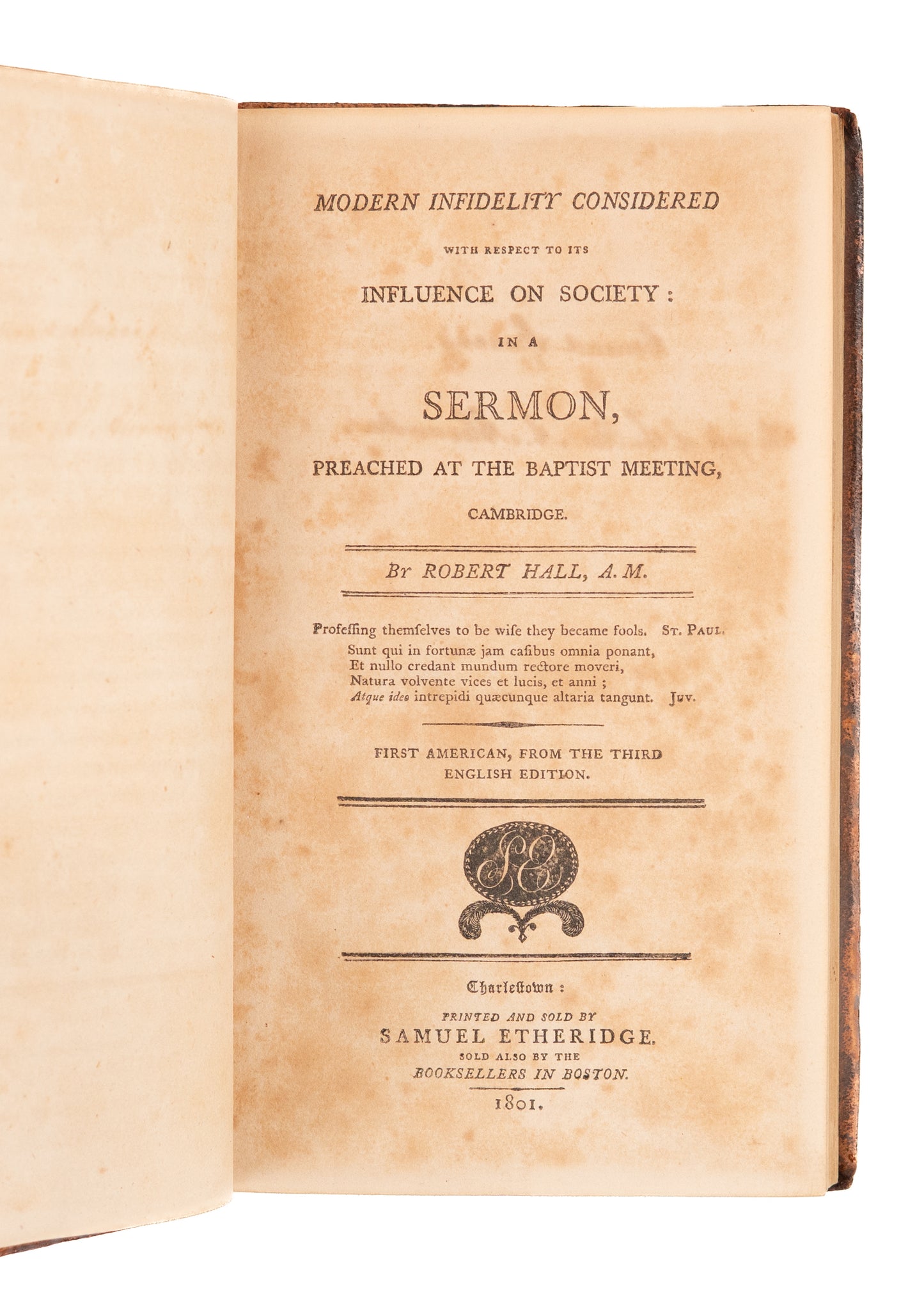 1801-1808 ARCHIBALD A. ALEXANDER. Signed Sammelband of Rare Princeton Presbyterian Works.