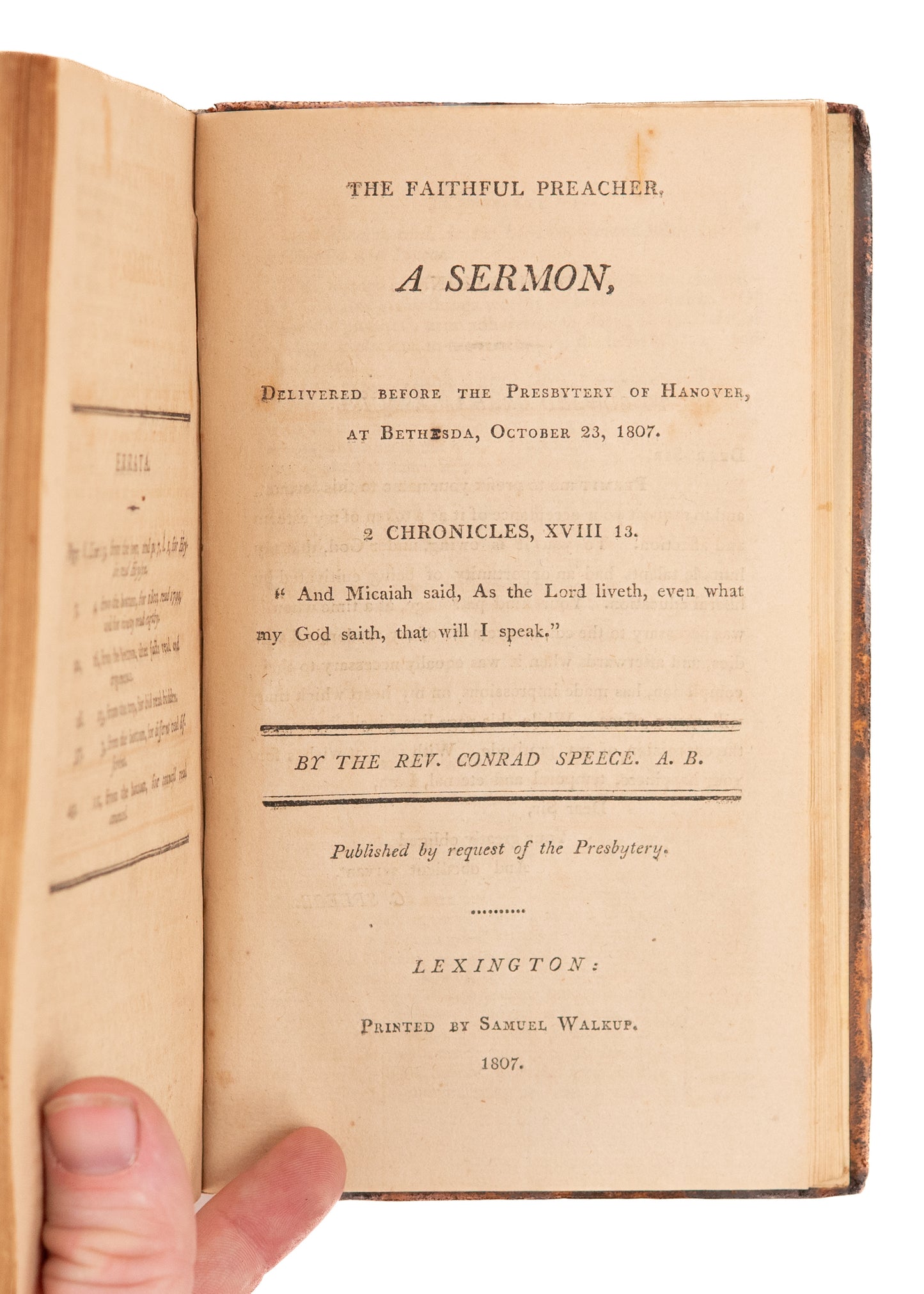 1801-1808 ARCHIBALD A. ALEXANDER. Signed Sammelband of Rare Princeton Presbyterian Works.
