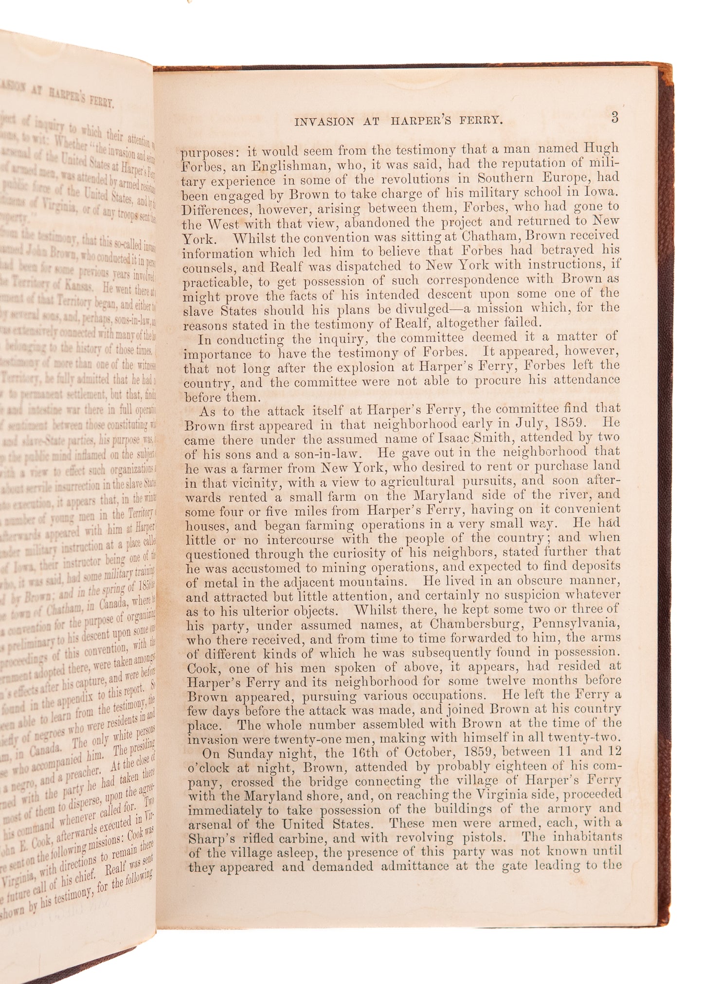 1860 JOHN BROWN & HARPER'S FERRY. First-Hand Testimonies in Congress - Slavery - Abolition - Civil War.