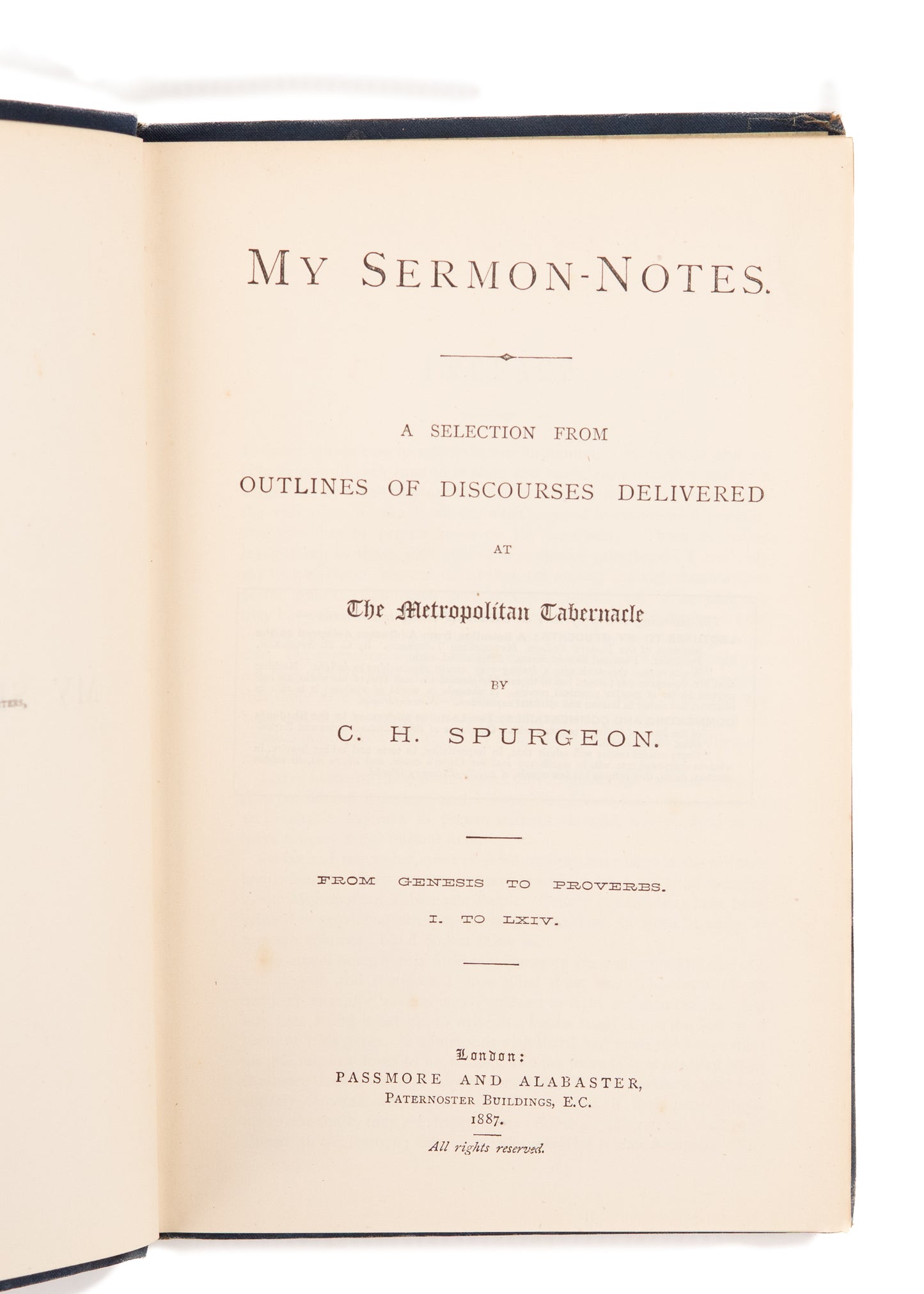 1887 C. H. SPURGEON. My Sermon Notes. From Genesis to Proverbs.