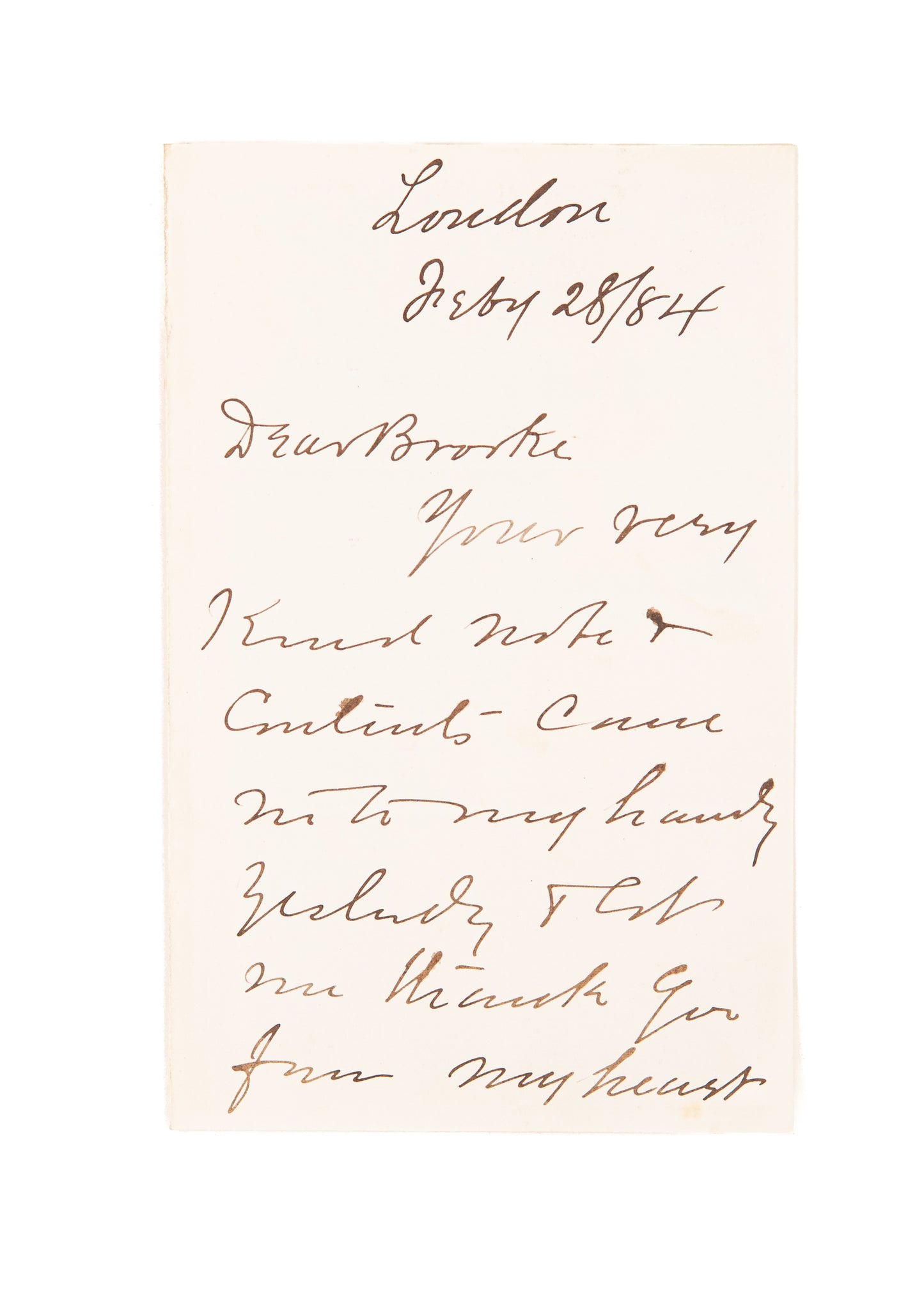 1884 D. L. MOODY. Superb Letter from D. L. Moody to Hubert Brooke during 1884 London Revival