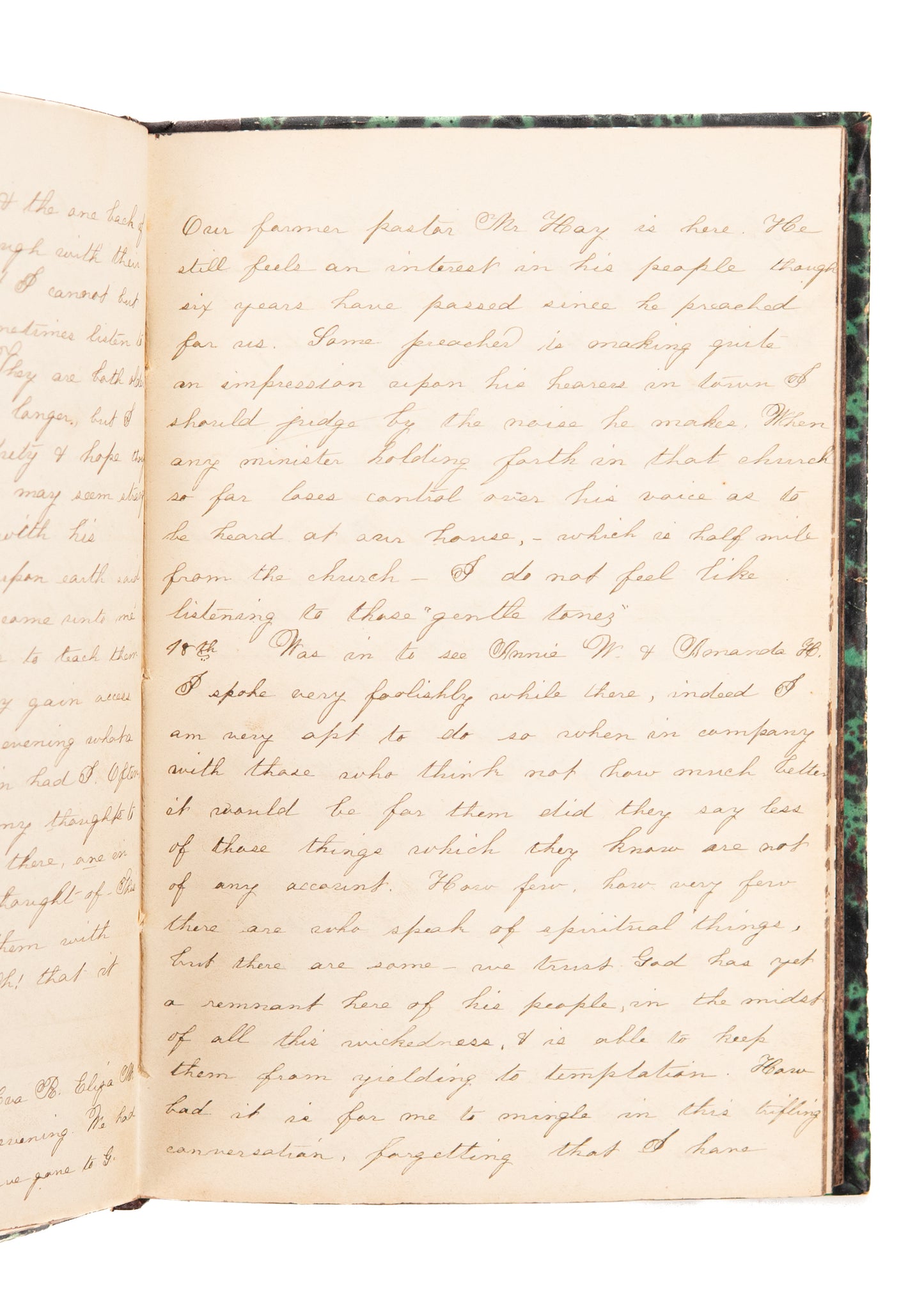 1856-1859 RELIGIOUS DIARY. Exceptional Young Diary - Fulton Street Prayer Revival, Lunatics, Sabbath Keeping, etc.