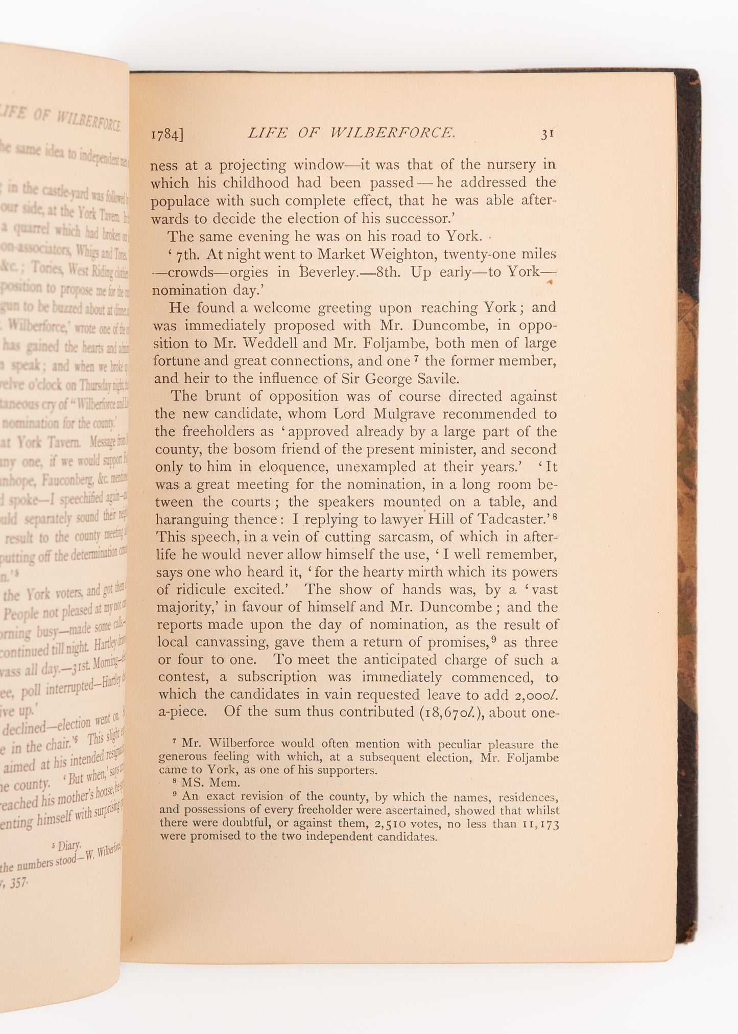 1868 WILLIAM WILBERFORCE. Life of William Wilberforce in Attractive Half-Morocco Binding.