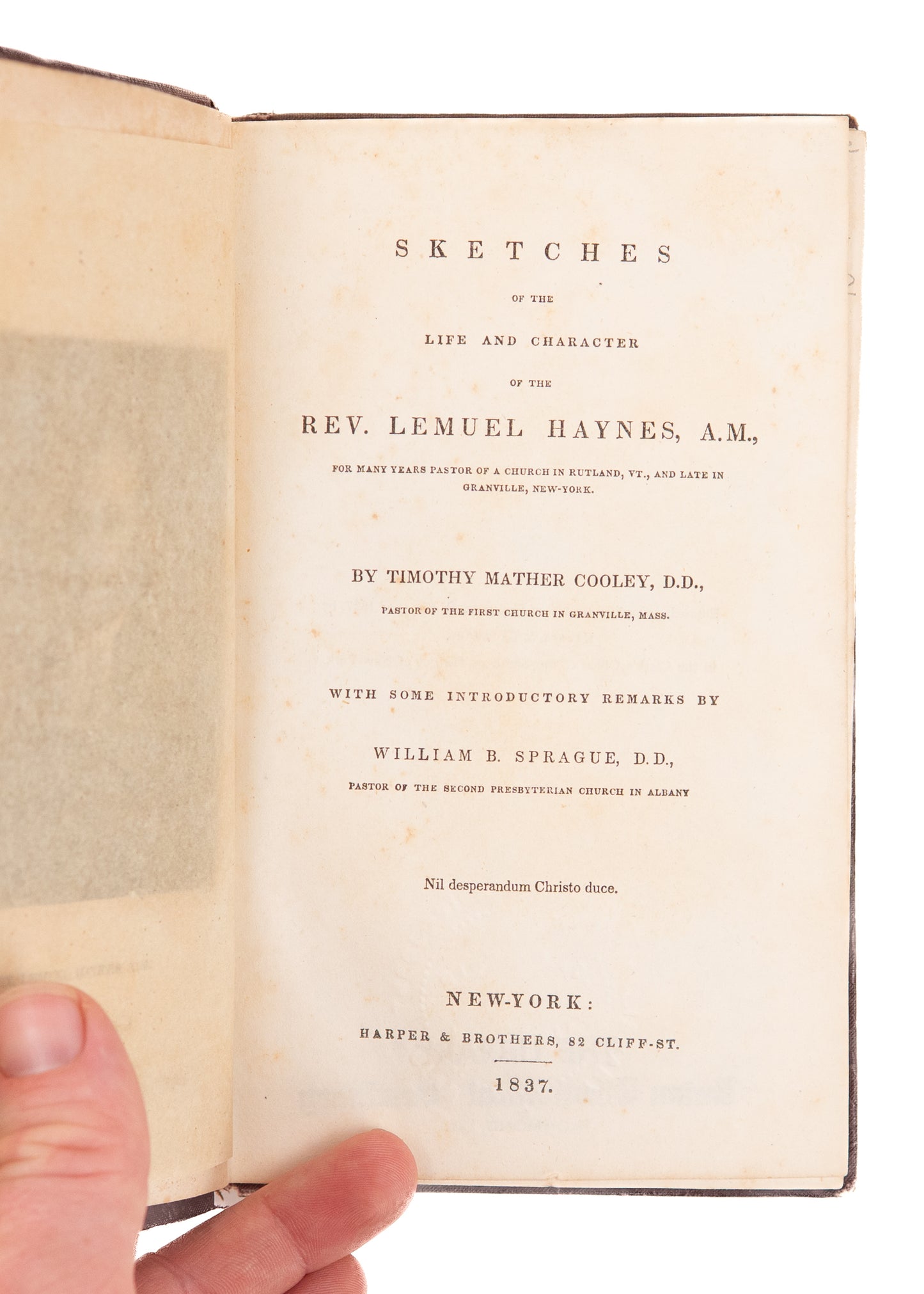 1837 LEMUEL HAYNES. Memoir of Lemuel Haynes - Black Revolutionary War and Early Minister. Rare!