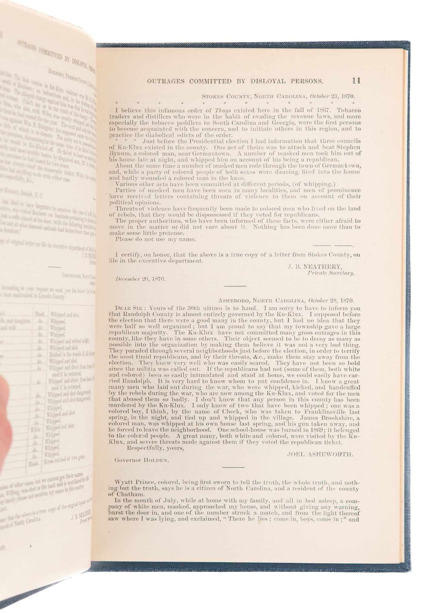1871 KU KLUX KLAN. President Ulysses S. Grant Exposes Outrages Committed by the KKK. Rare!