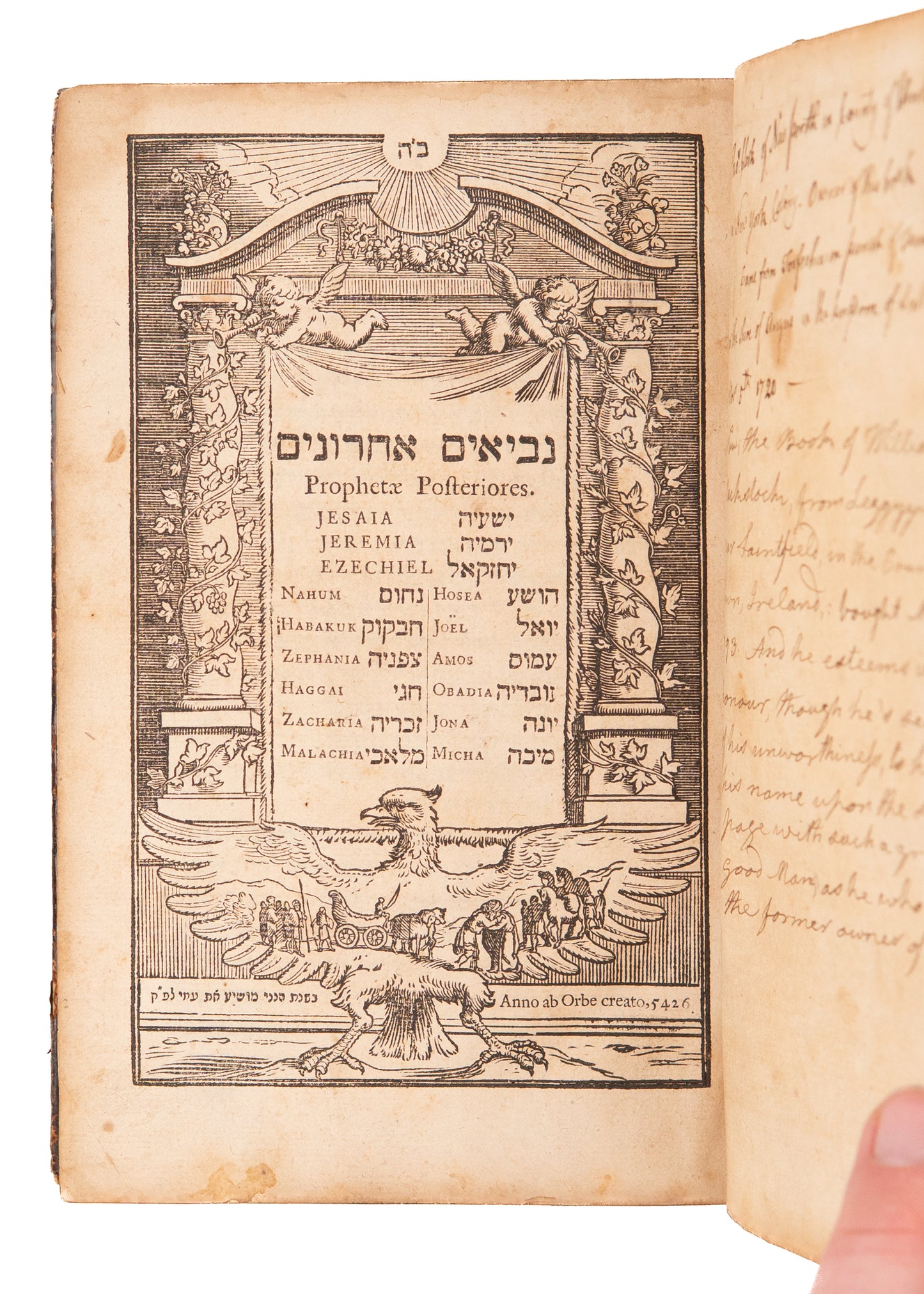 1667 JOSEPH ATHIAS. Superb Hebrew Old Testament with American Salem Witch Trial Association..