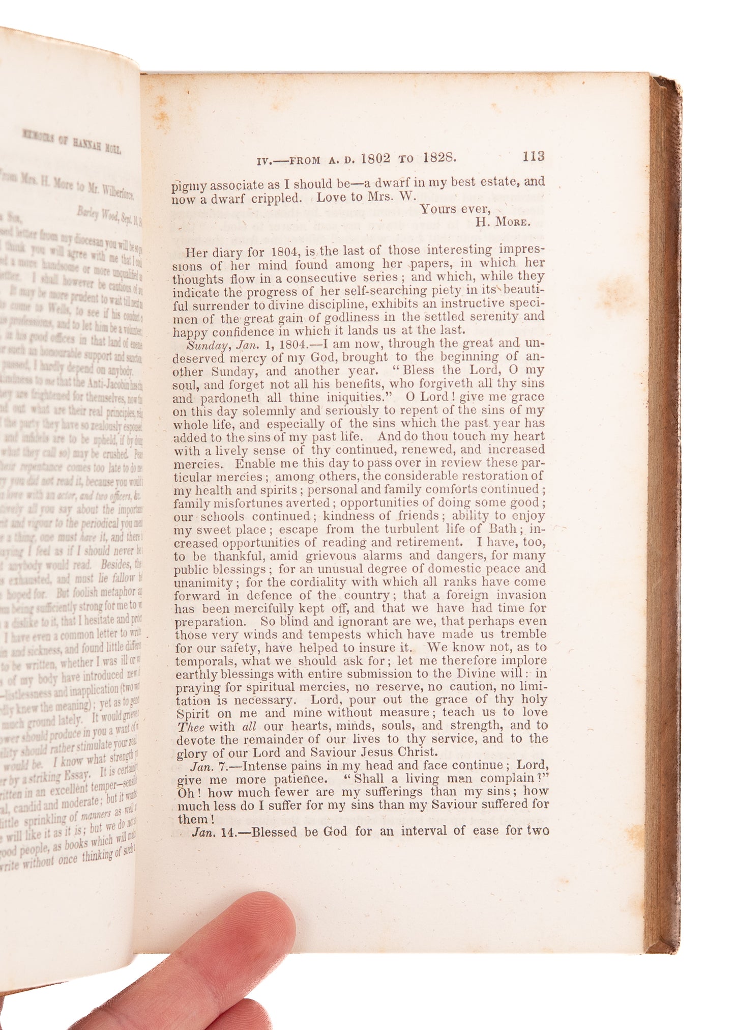 1835 HANNAH MORE. The Works, Memoirs, and Correspondence of Mrs. Hannah More. Abolition, William Wilberforce.