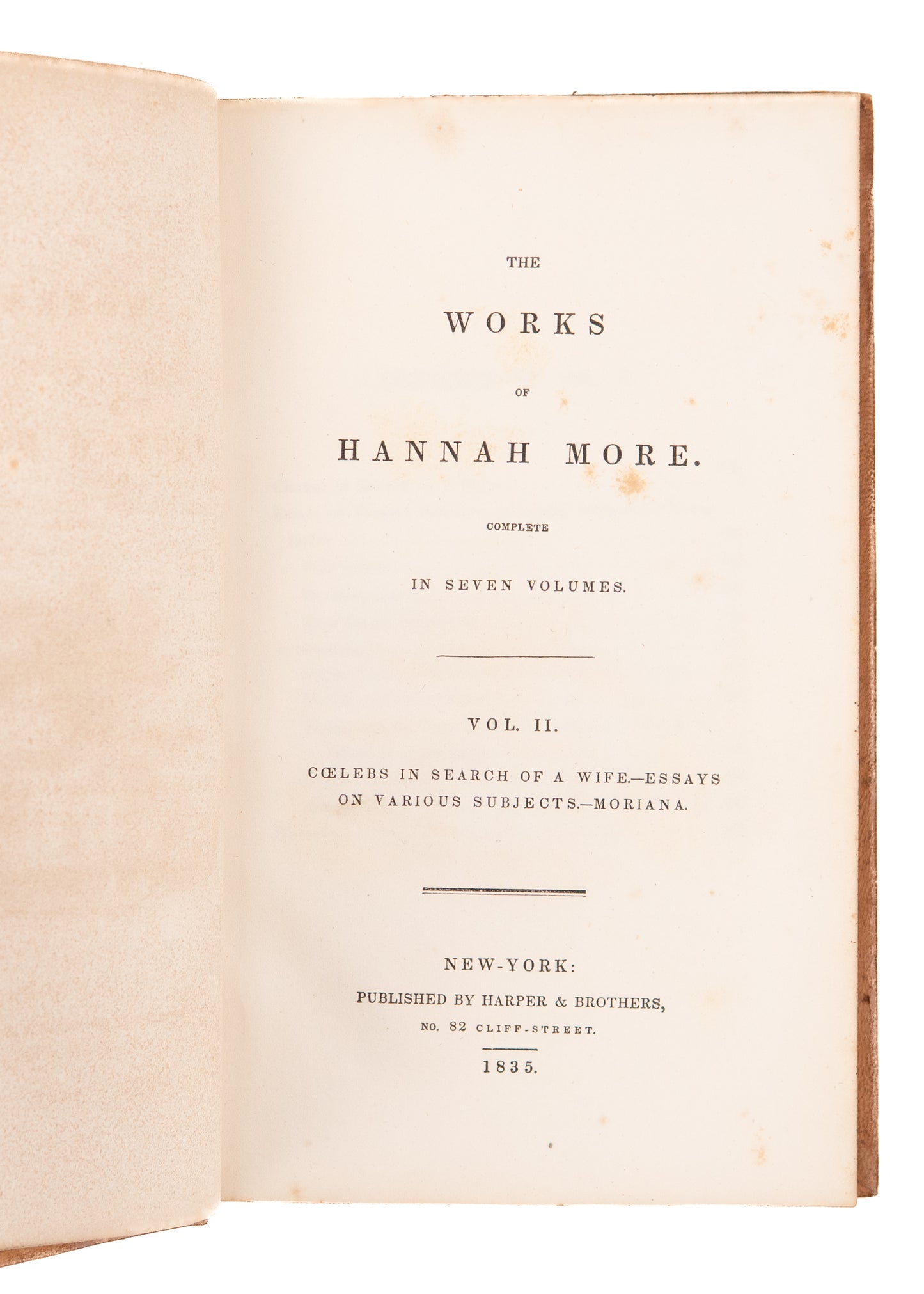 1835 HANNAH MORE. The Works, Memoirs, and Correspondence of Mrs. Hannah More. Abolition, William Wilberforce.