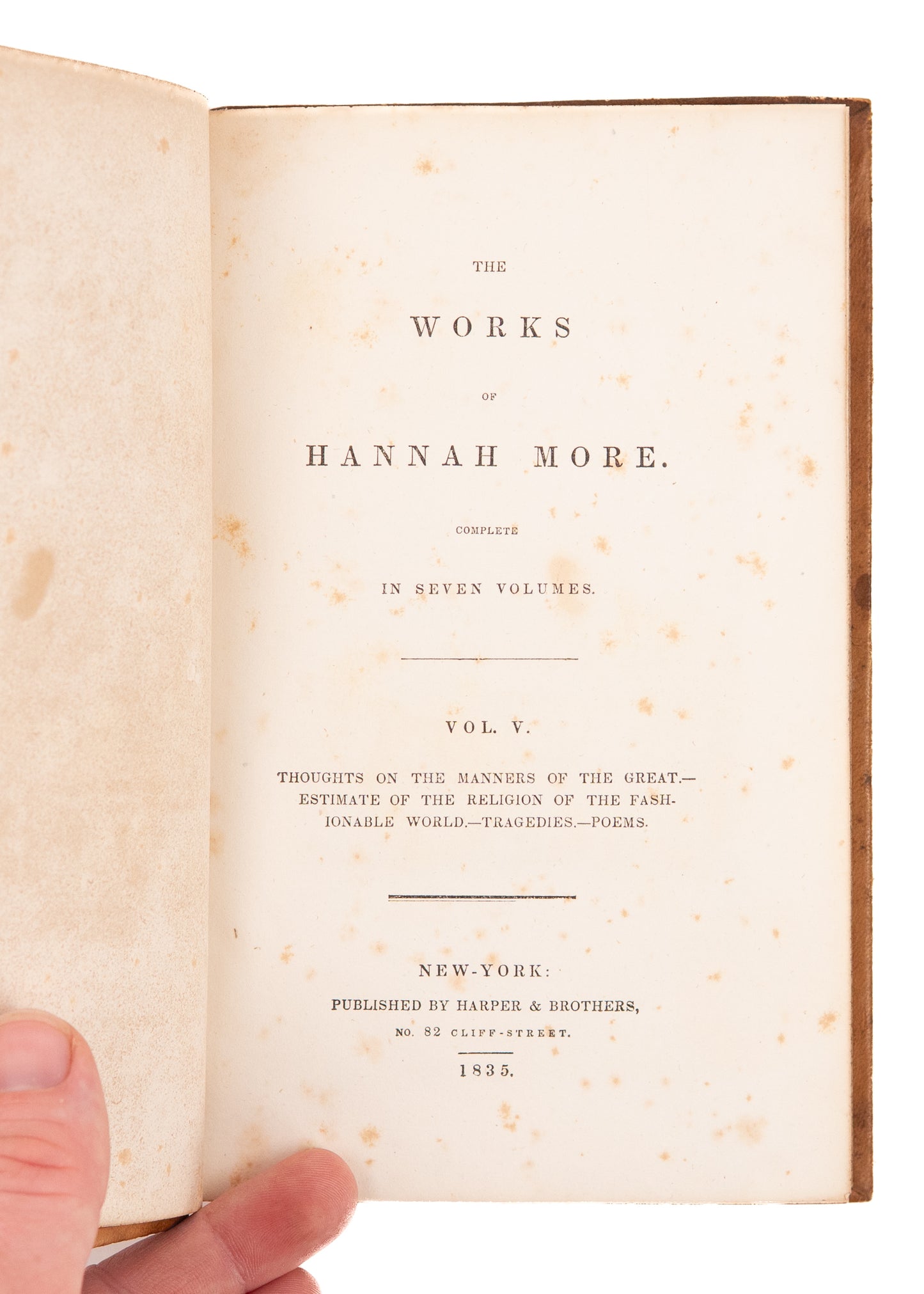 1835 HANNAH MORE. The Works, Memoirs, and Correspondence of Mrs. Hannah More. Abolition, William Wilberforce.