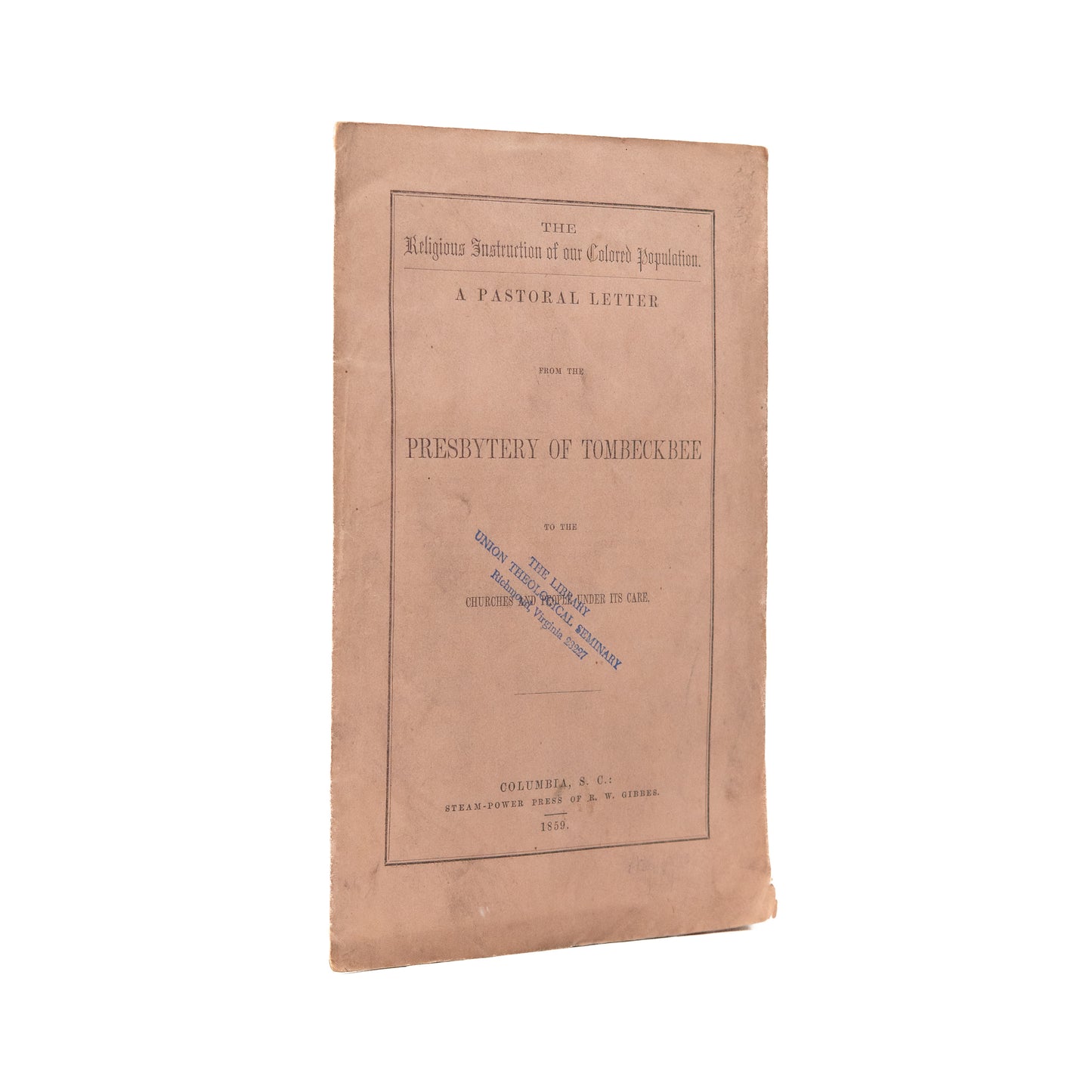 1859 EDUCATION OF MISSISSIPPI SLAVES. The Religious Instruction of Our Colored Population.