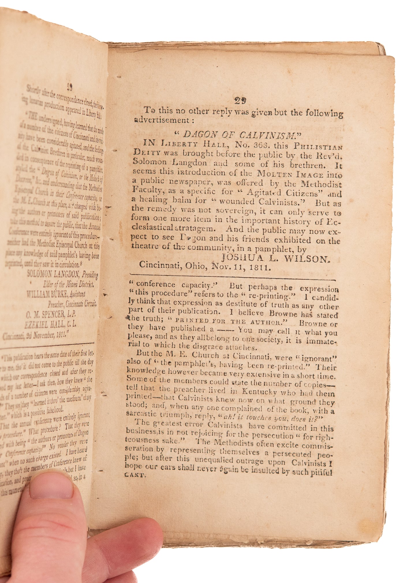 1811 JOSHUA WILSON. Episcopal Methodism; Or Dagonism Exhibited in Five Scenes.