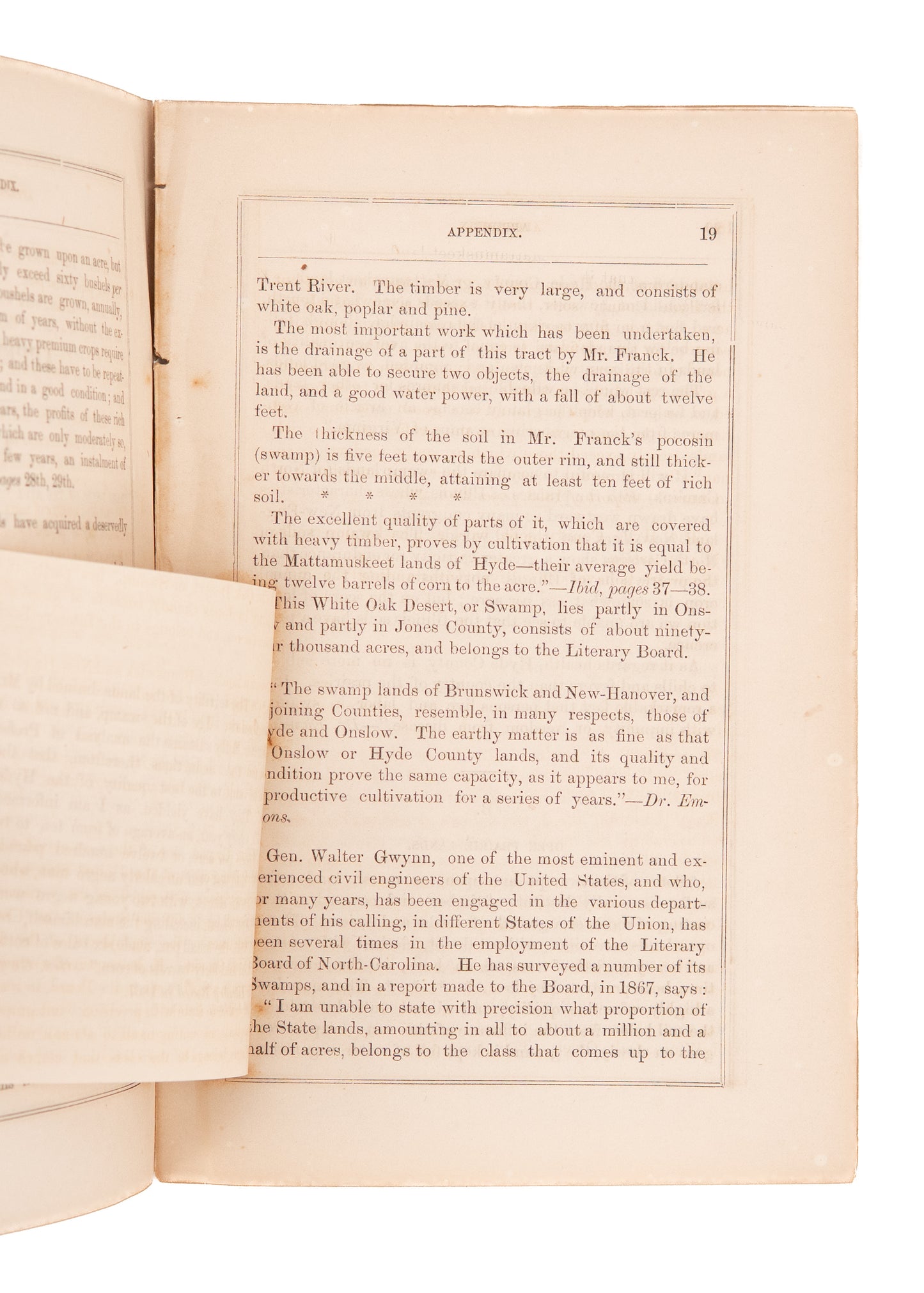 1867 NORTH CAROLINA. Swamp Lands of the State of North-Carolina for Emigrants & Capitalists.