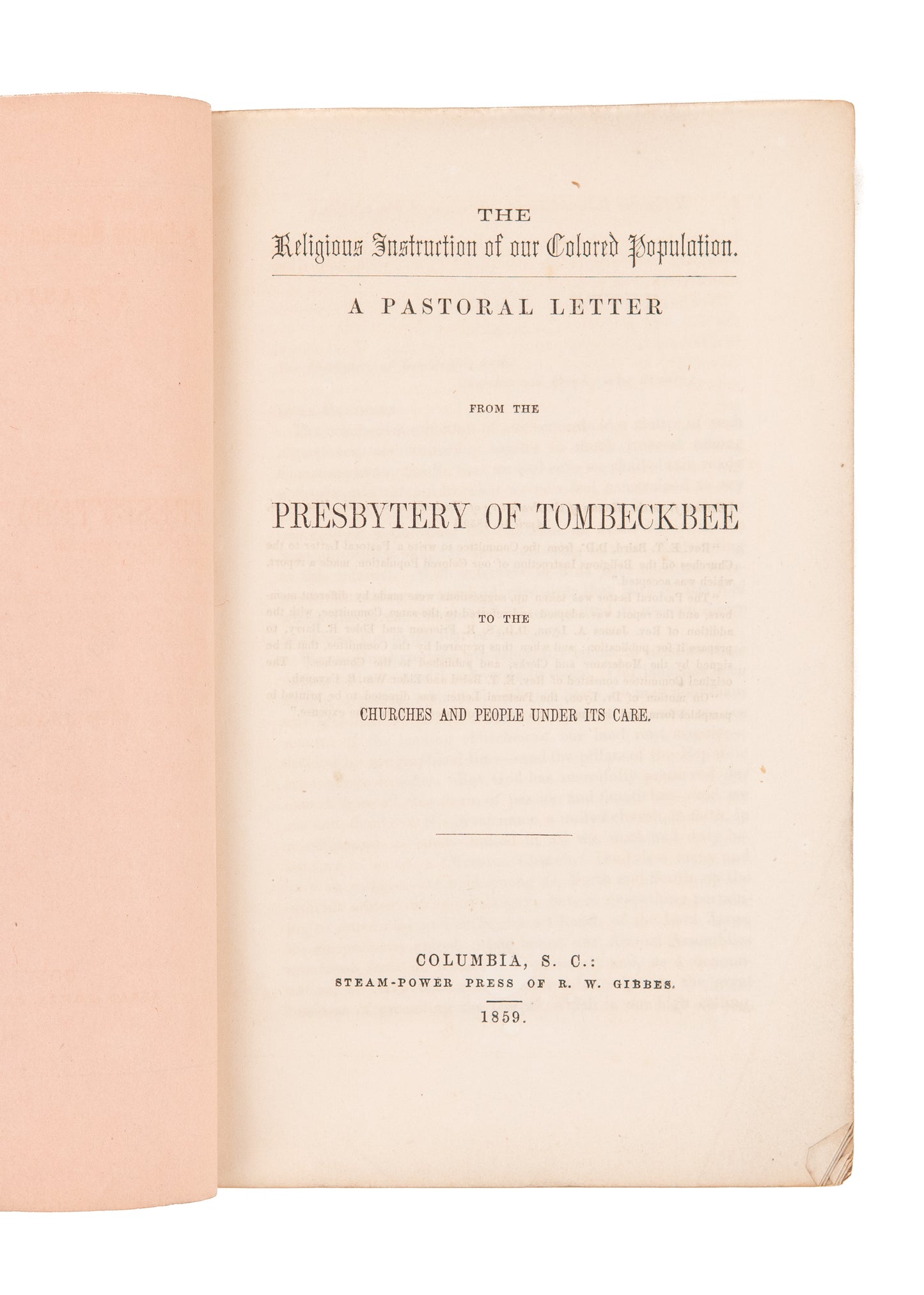 1859 EDUCATION OF MISSISSIPPI SLAVES. The Religious Instruction of Our Colored Population.