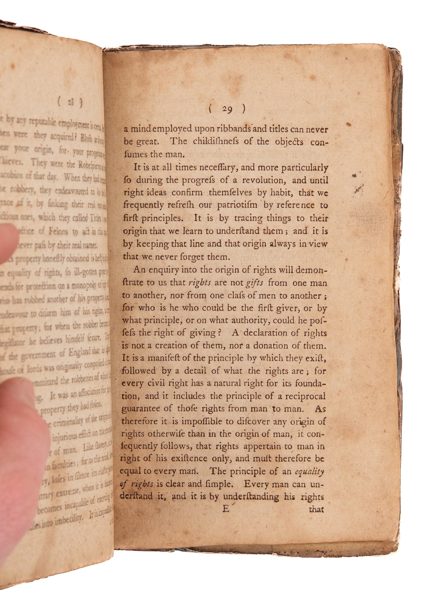 1795 THOMAS PAINE. Dissertation on the First Principles of Government + First Edition Speech. Rare.