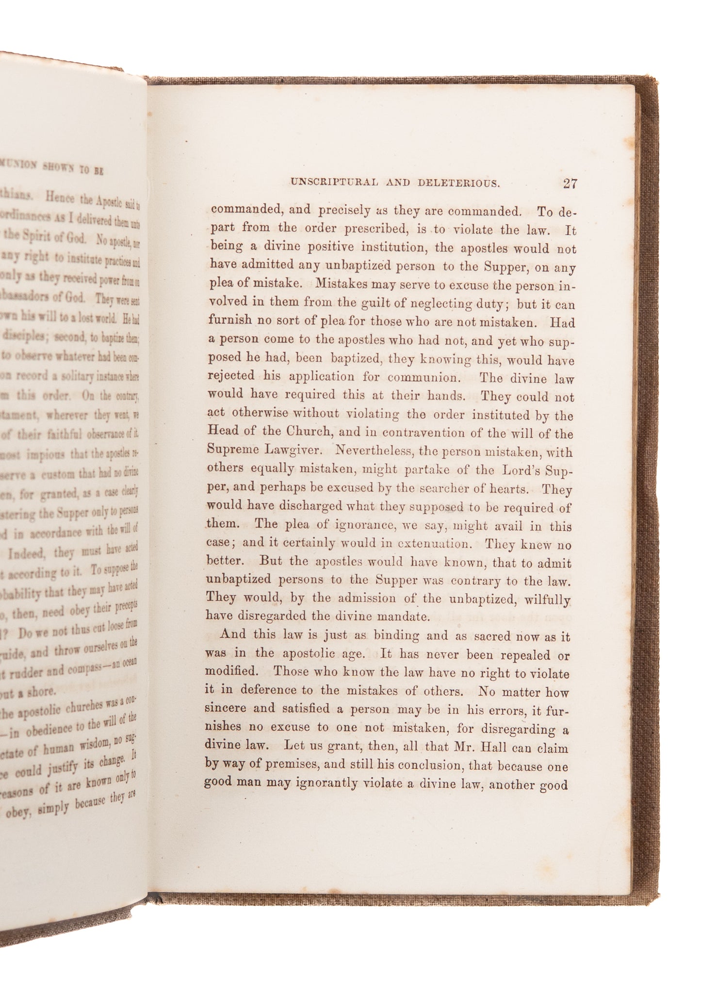 1859 AMERICAN EXCLUSIVE BAPTIST. Open Communion Shown to be Unscriptural & A History of Infant Baptism.