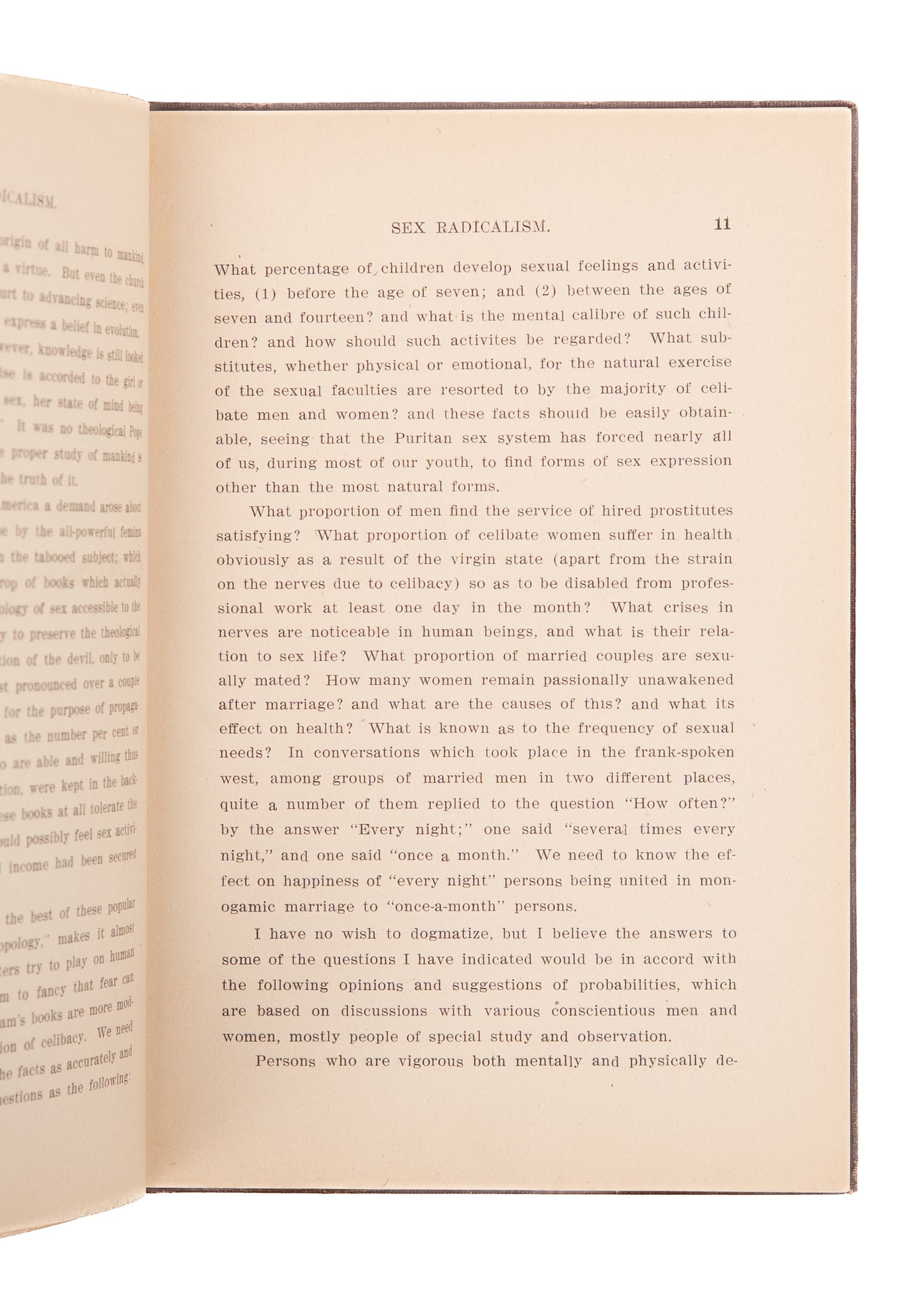1905 DORA FORSTER. Sex Radicalism. Very Rare Feminist - Sexual Liberation Manifesto.