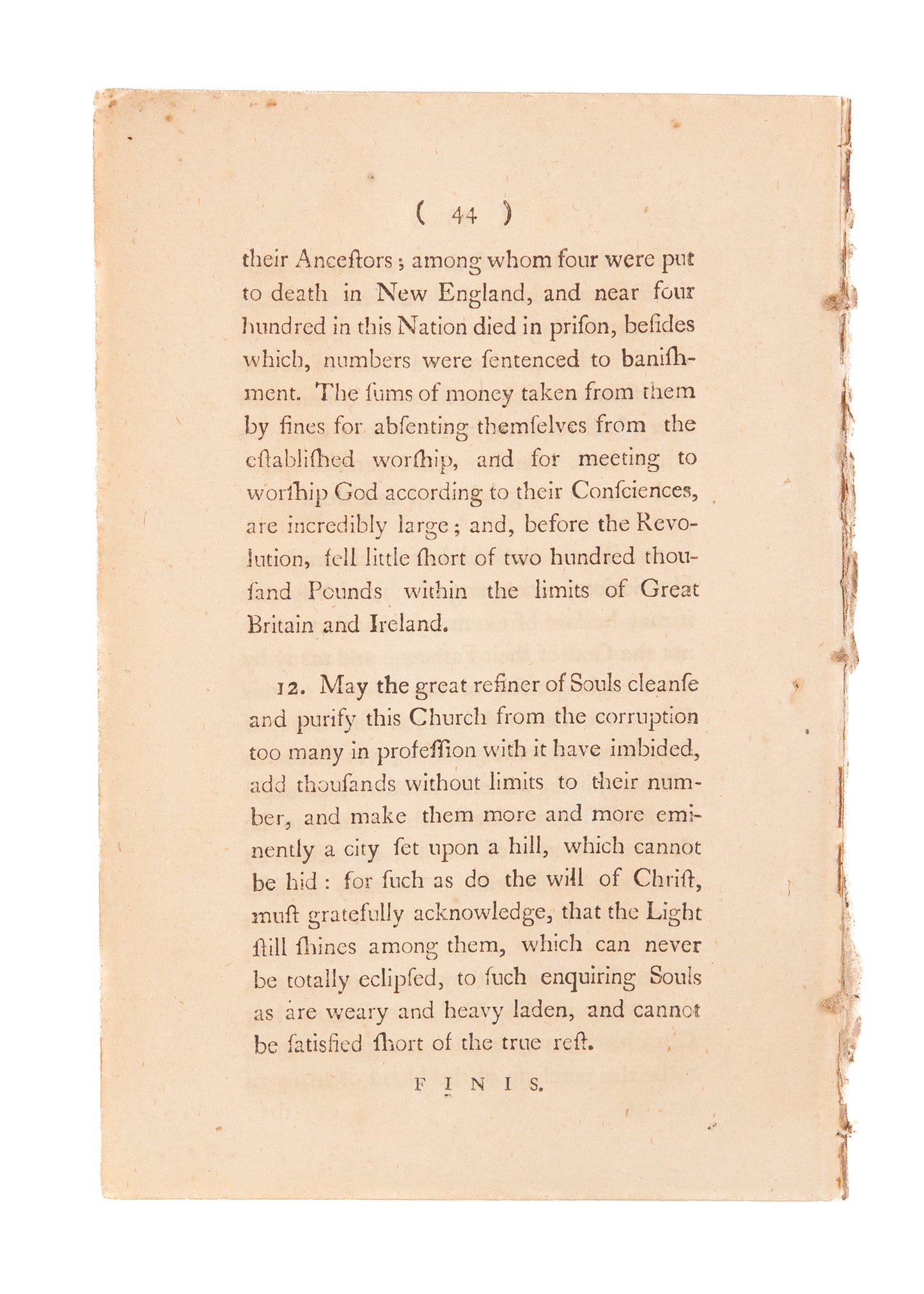 1779 WILLIAM CLARK. The Visible Marks of Christ's Spiritual Church. Owned by First Conscientious Objectors in America.