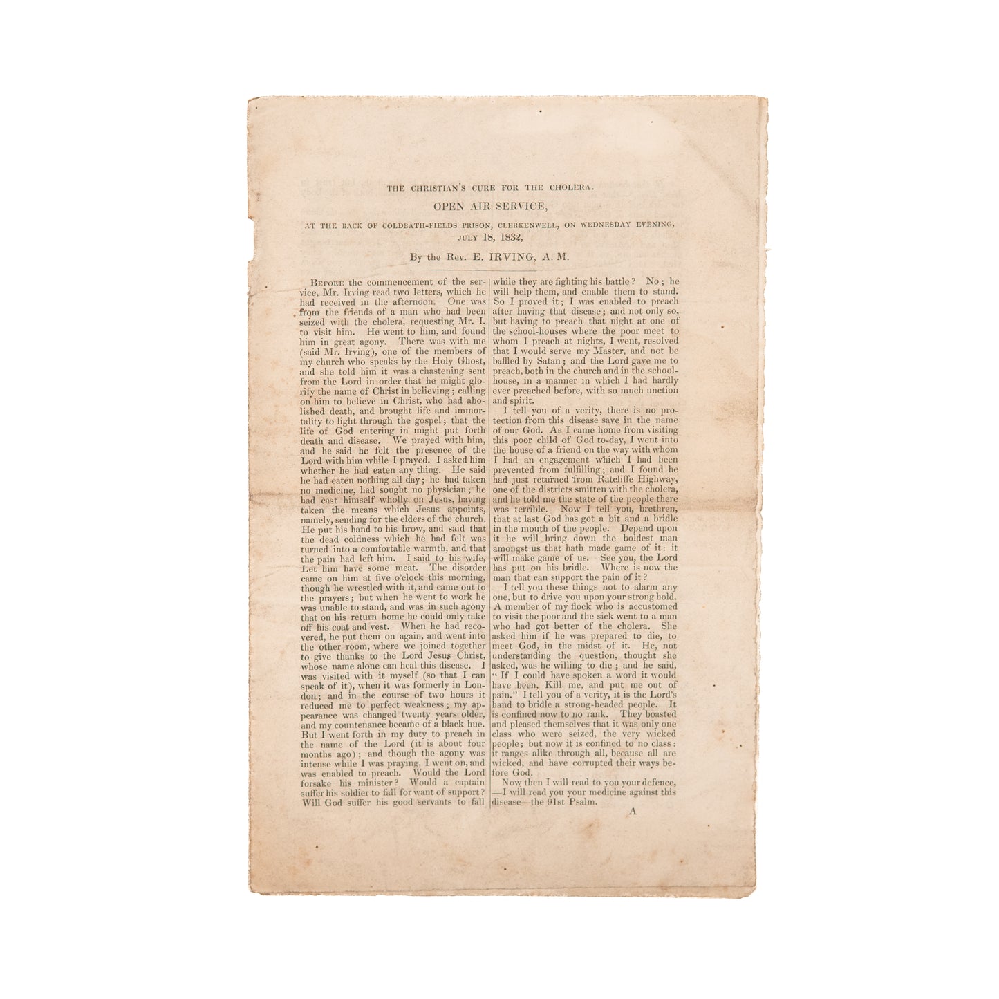 1832 EDWARD IRVING. The Christian's Cure for the Cholera. Divine Healing & the Miraculous.