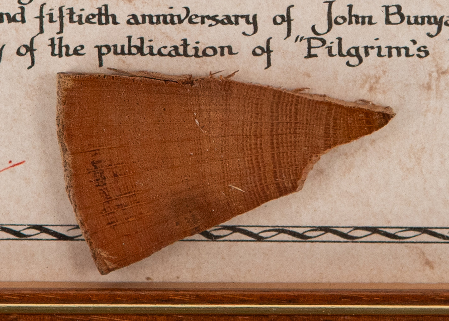 c.1660 JOHN BUNYAN. Oak from the Pulpit from Which John Bunyan Preached in Bedfordshire, England.