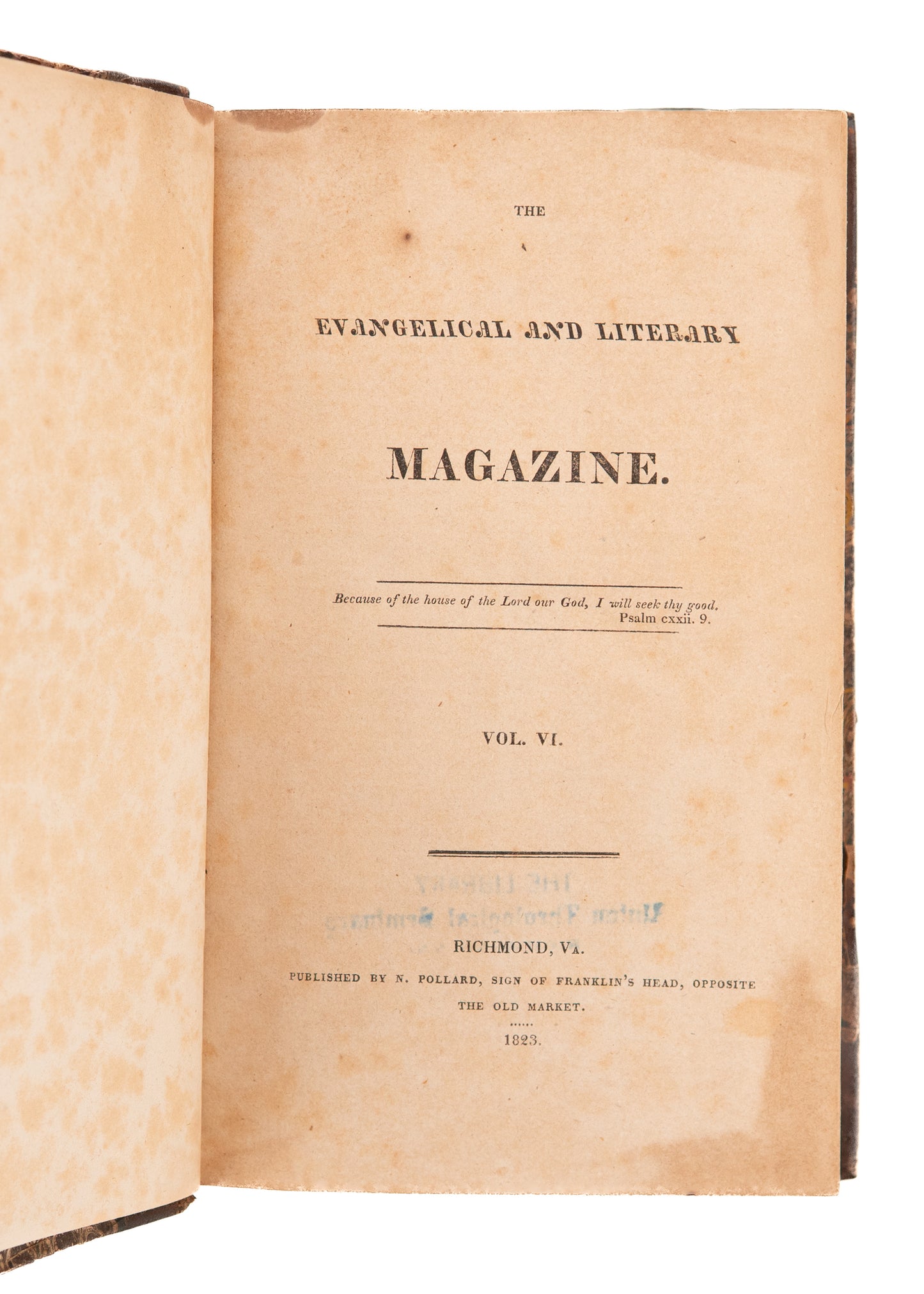 1823 VIRGINIA PRESBYTERIAN MAGAZINE. Jewish Conversions, Liberia Colonization, Hawaii, Asylums, &c.
