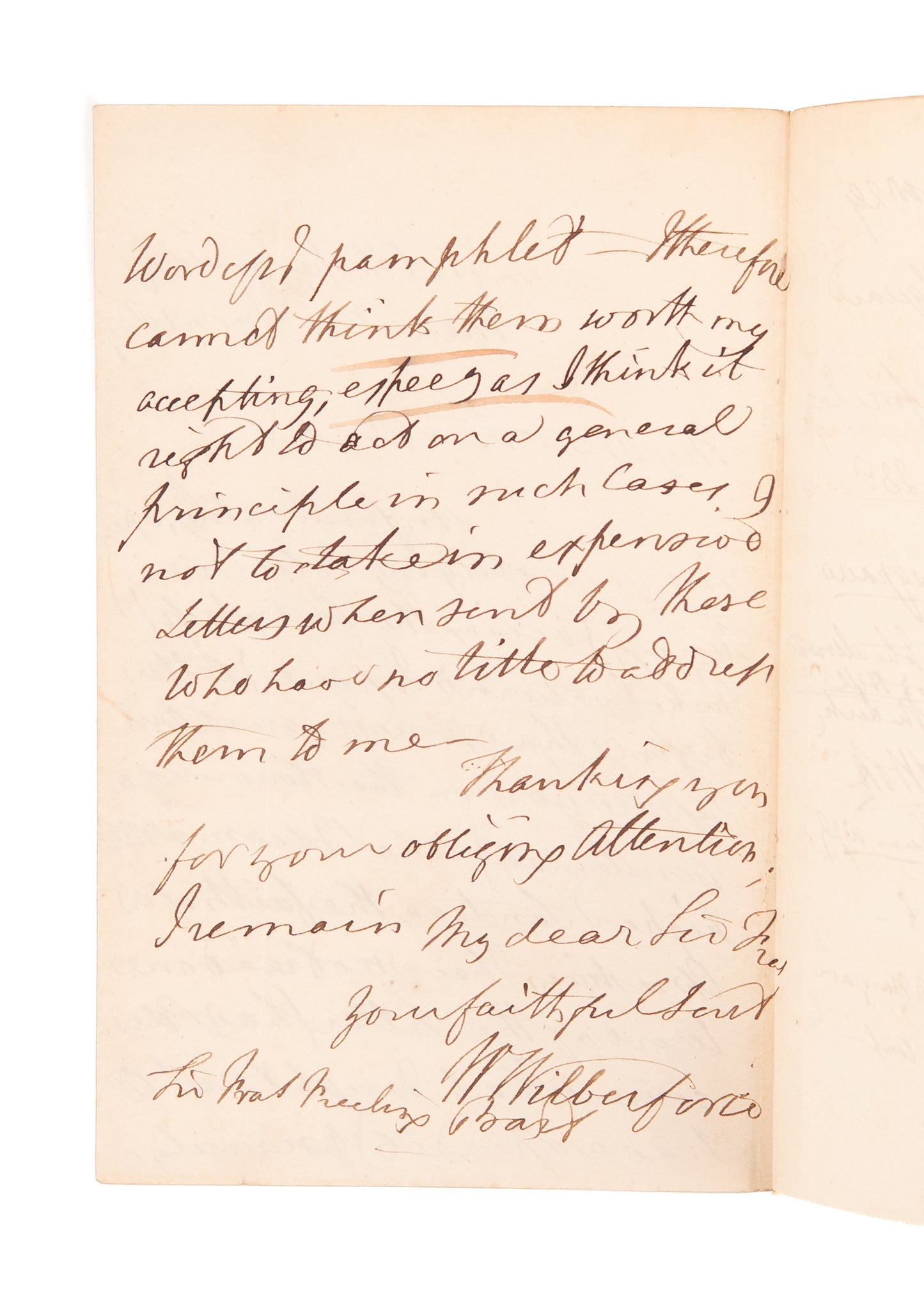 1829 WILLIAM WILBERFORCE. Letter Regarding Potential Bribery to Long-Time Friend, Francis Freeling.