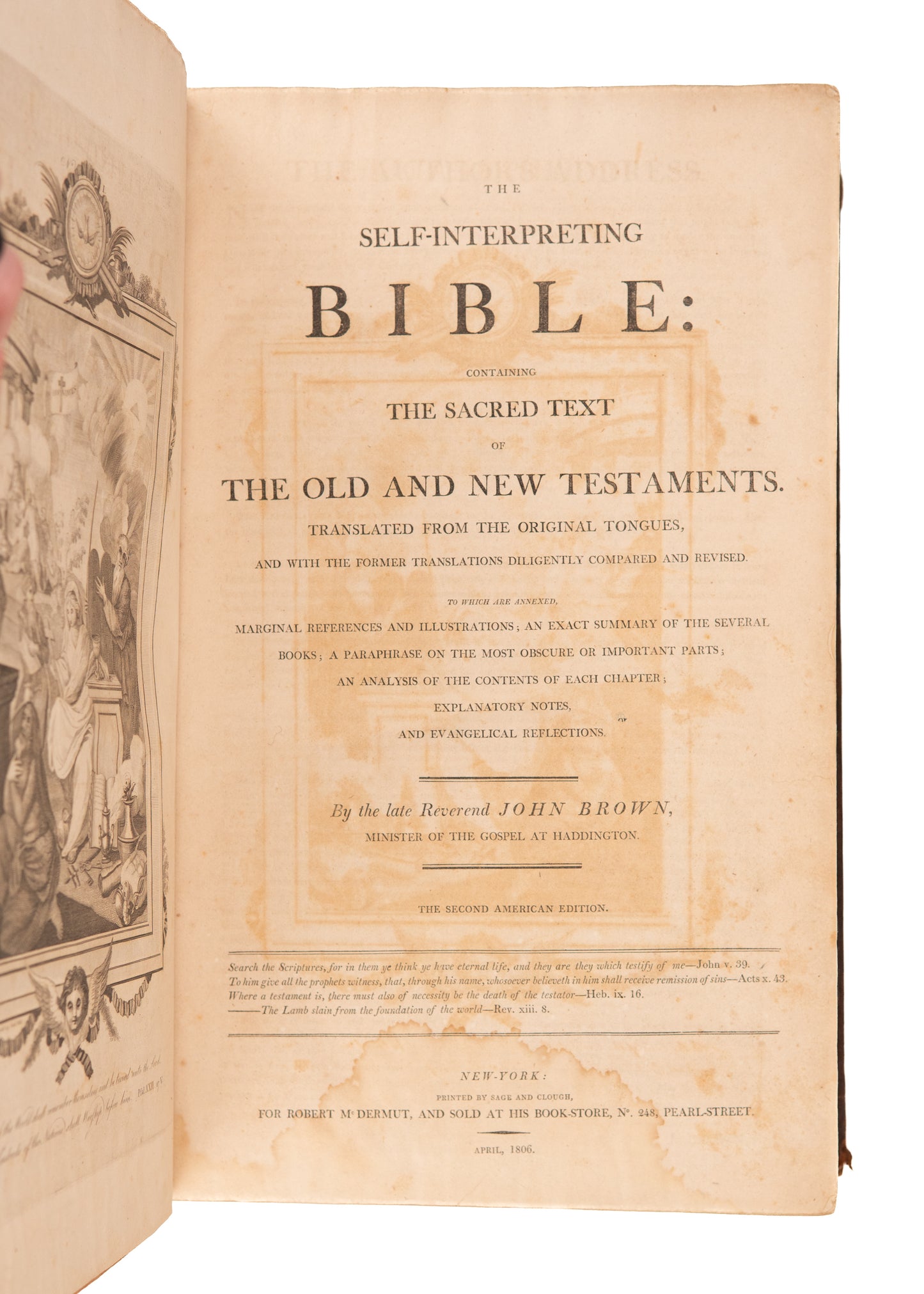 1806 JOHN BROWN. The Self-Interpreting Bible. 17 Inch Folio w/ Macabre Engravings 2nd American Ed.