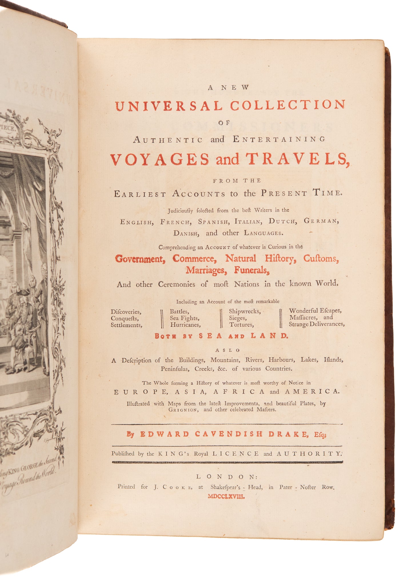 1768 DRAKE'S TRAVELS. Superb Extra-Illustrated Folio Retaining All 9 Maps & 54 + Engraved Plates.