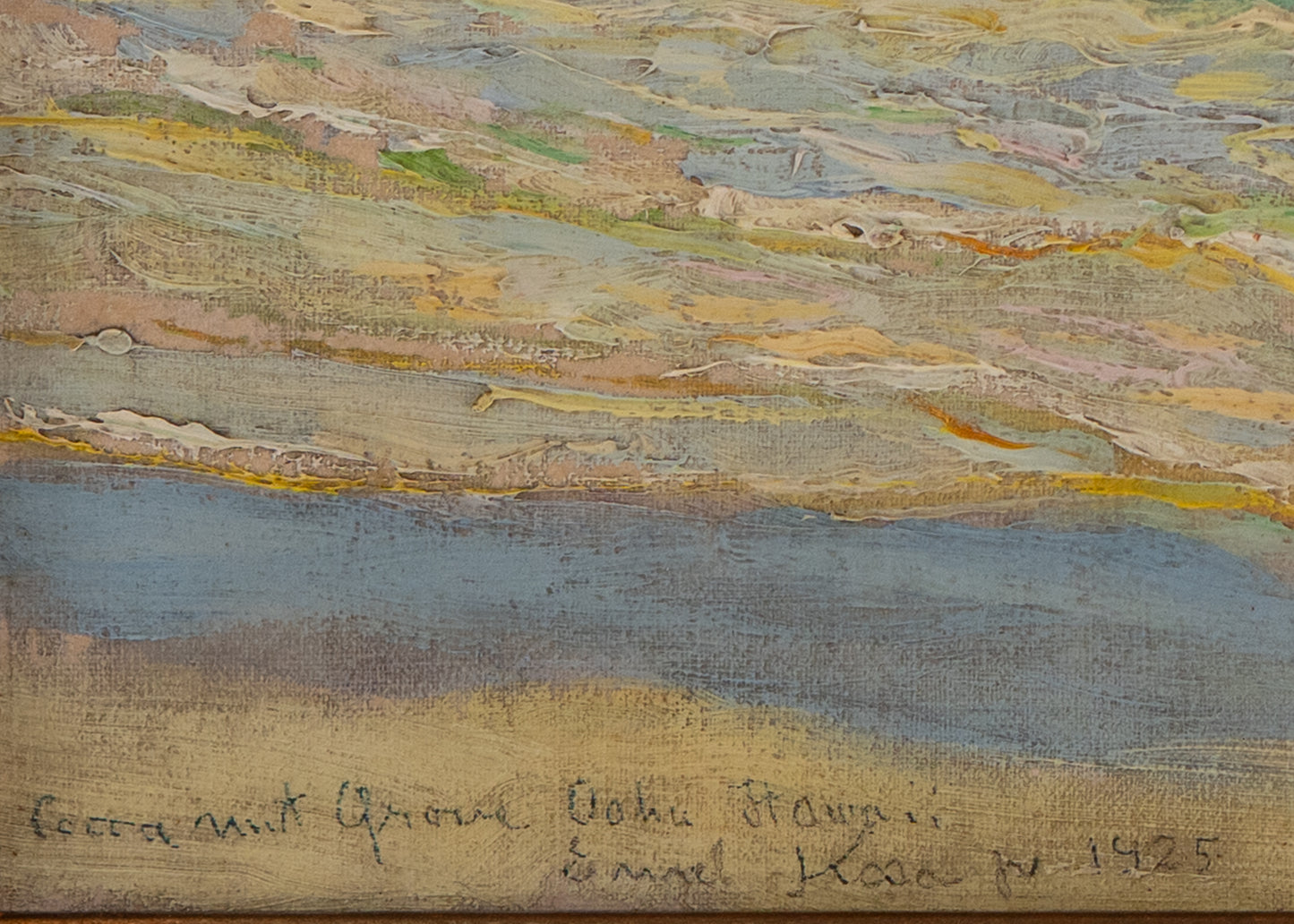 1925 OAHU, HAWAII. Early Modernist Surfing Painting by Emil Kosa Jr. Important Hawaii - California Painting.