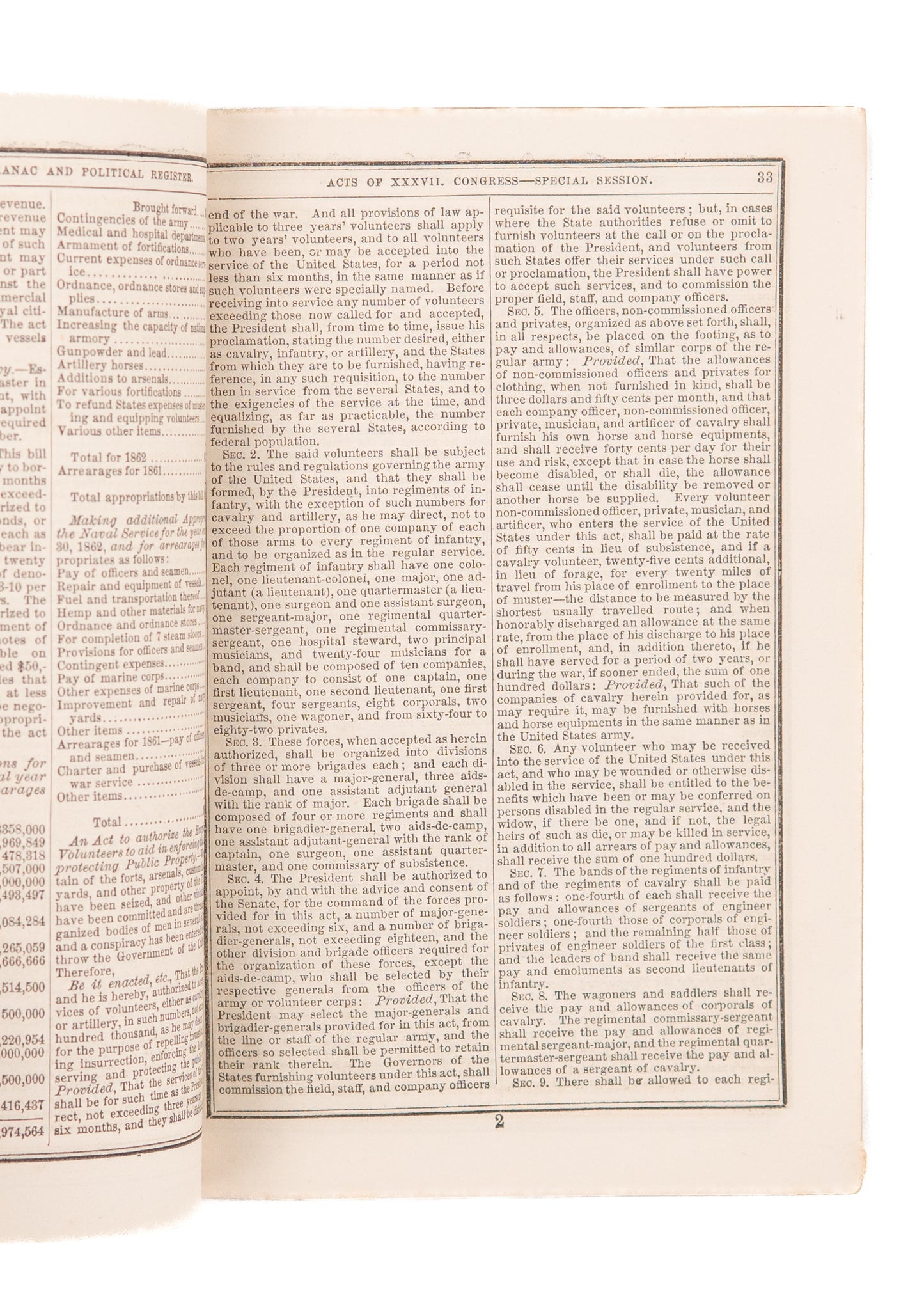 1862 SLAVERY & CIVIL WAR. The Anti-Slavery Tribune Almanac with Excellent Content.