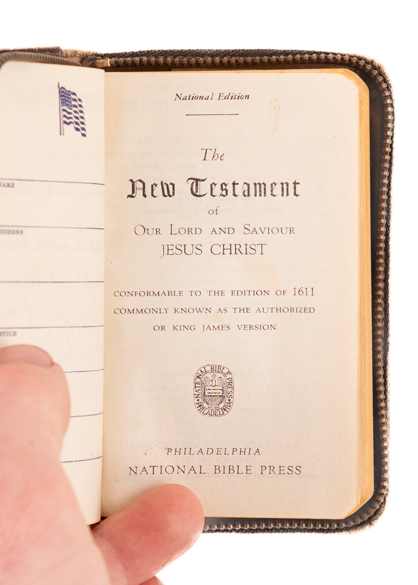 1941 WWII BIBLE. New Testament National Bible Press. Exemplary Canvas Soldier's Bible.
