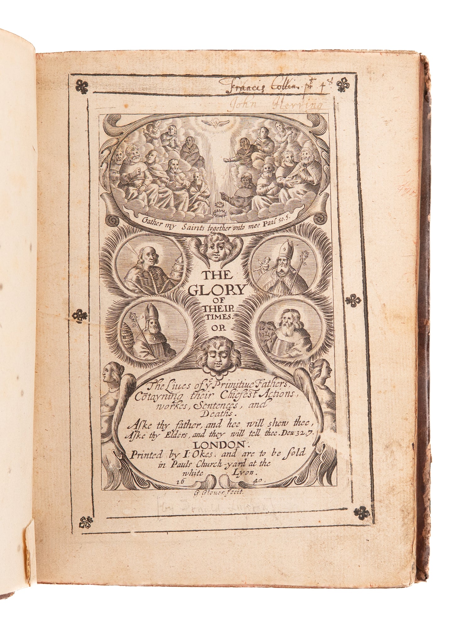1640 APOSOTLIC FATHERS. The Glory of Their Times. Biography & Woodcuts of Augustine, etc.