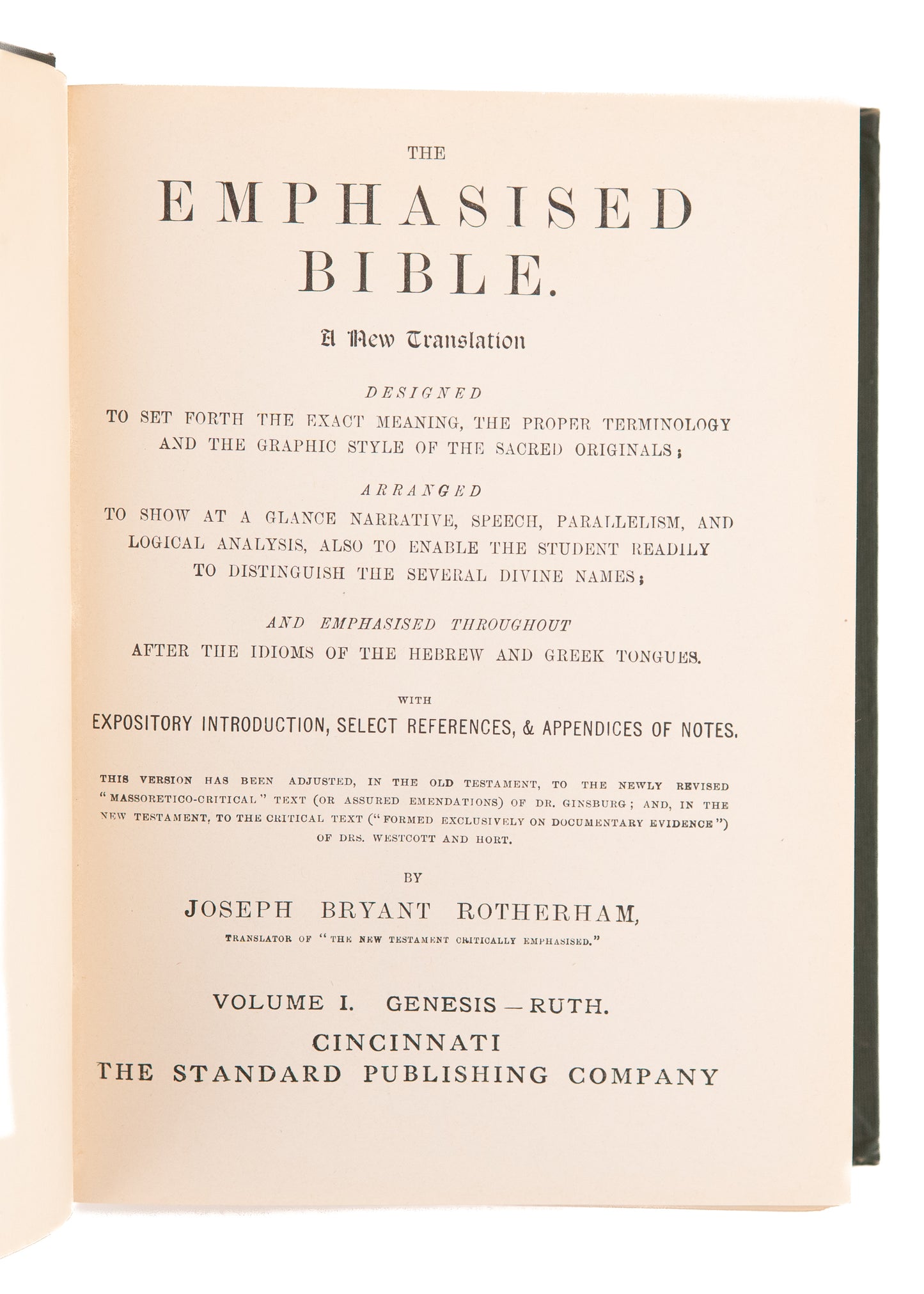 1902 J B. ROTHERHAM. The Emphasized Bible. Near Fine First Edition.